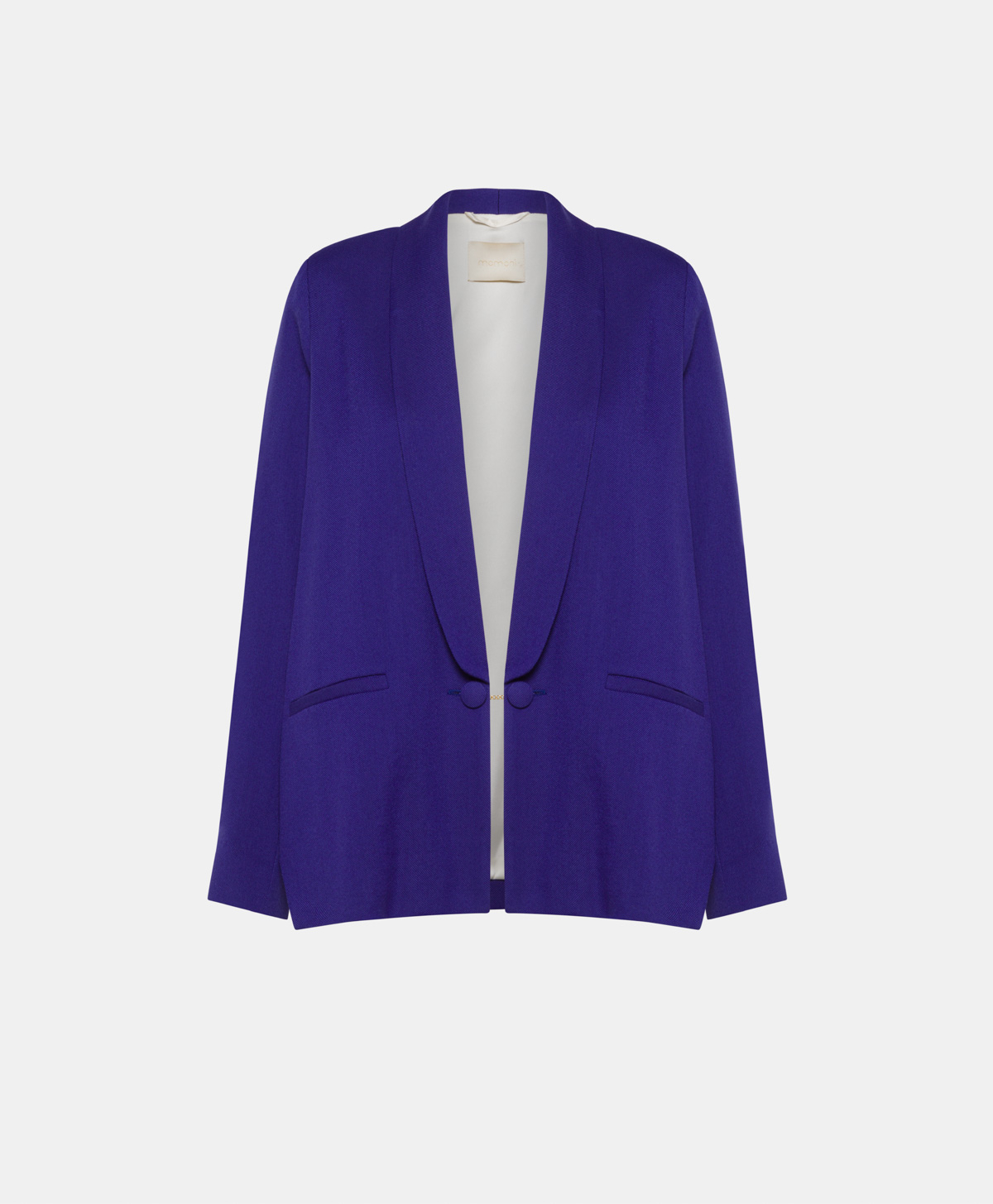 VESTE FUSUMA EN SERGÉ DE LAINE VISCOSE  - BLEU - Momonì