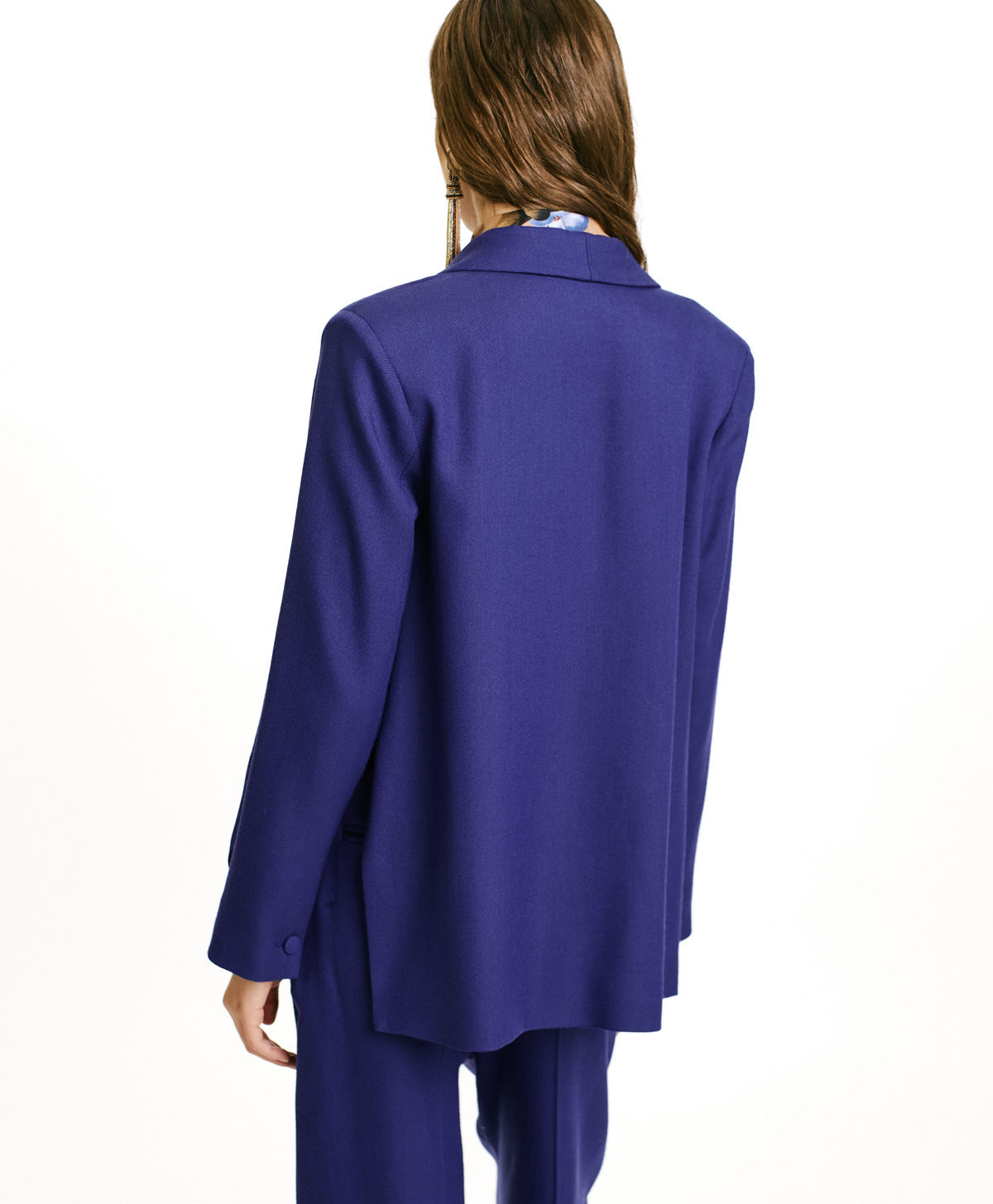 VESTE FUSUMA EN SERGÉ DE LAINE VISCOSE  - BLEU - Momonì