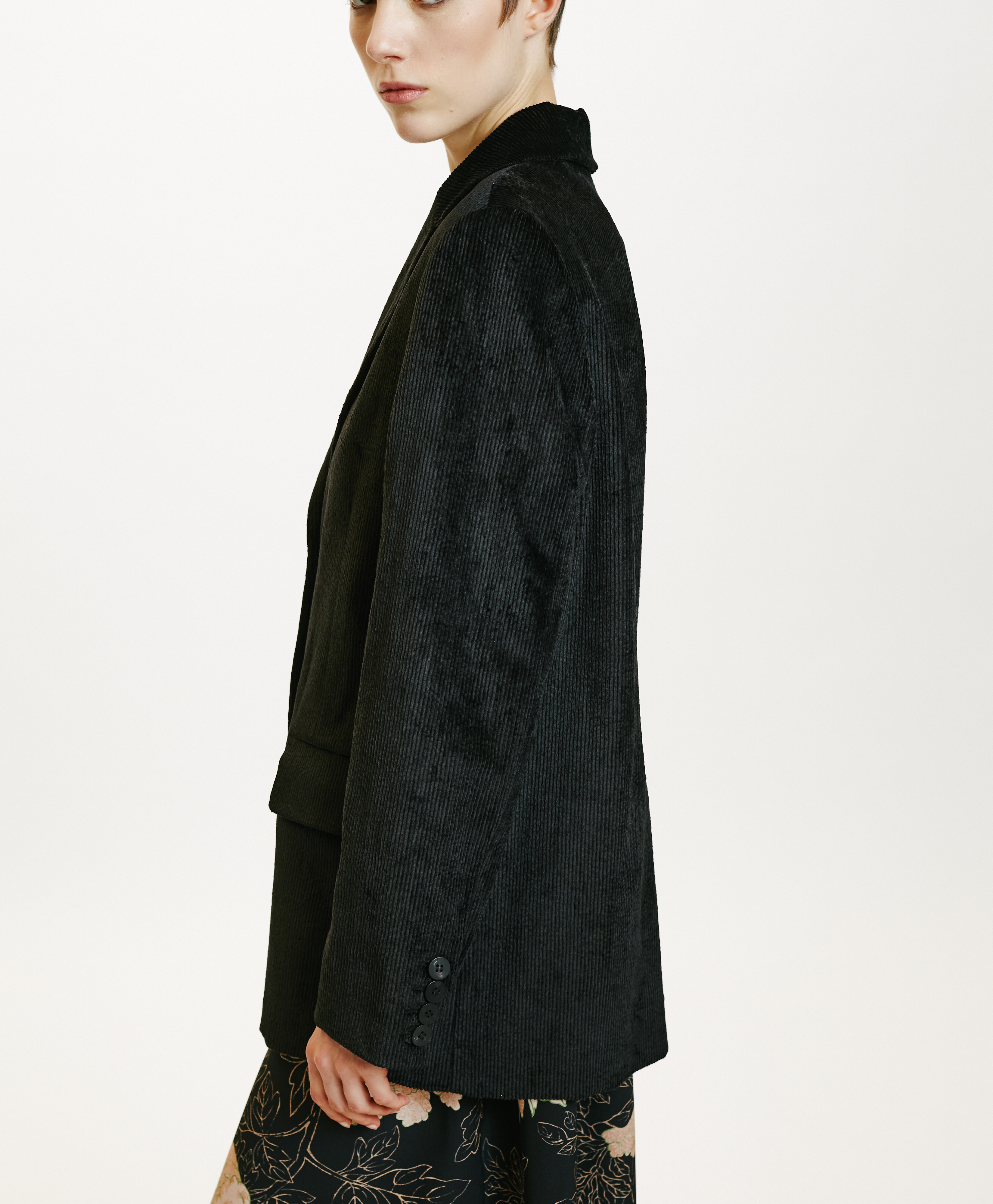 AIRI JACKET IN STRETCH CORDUROY - BLACK - Momonì