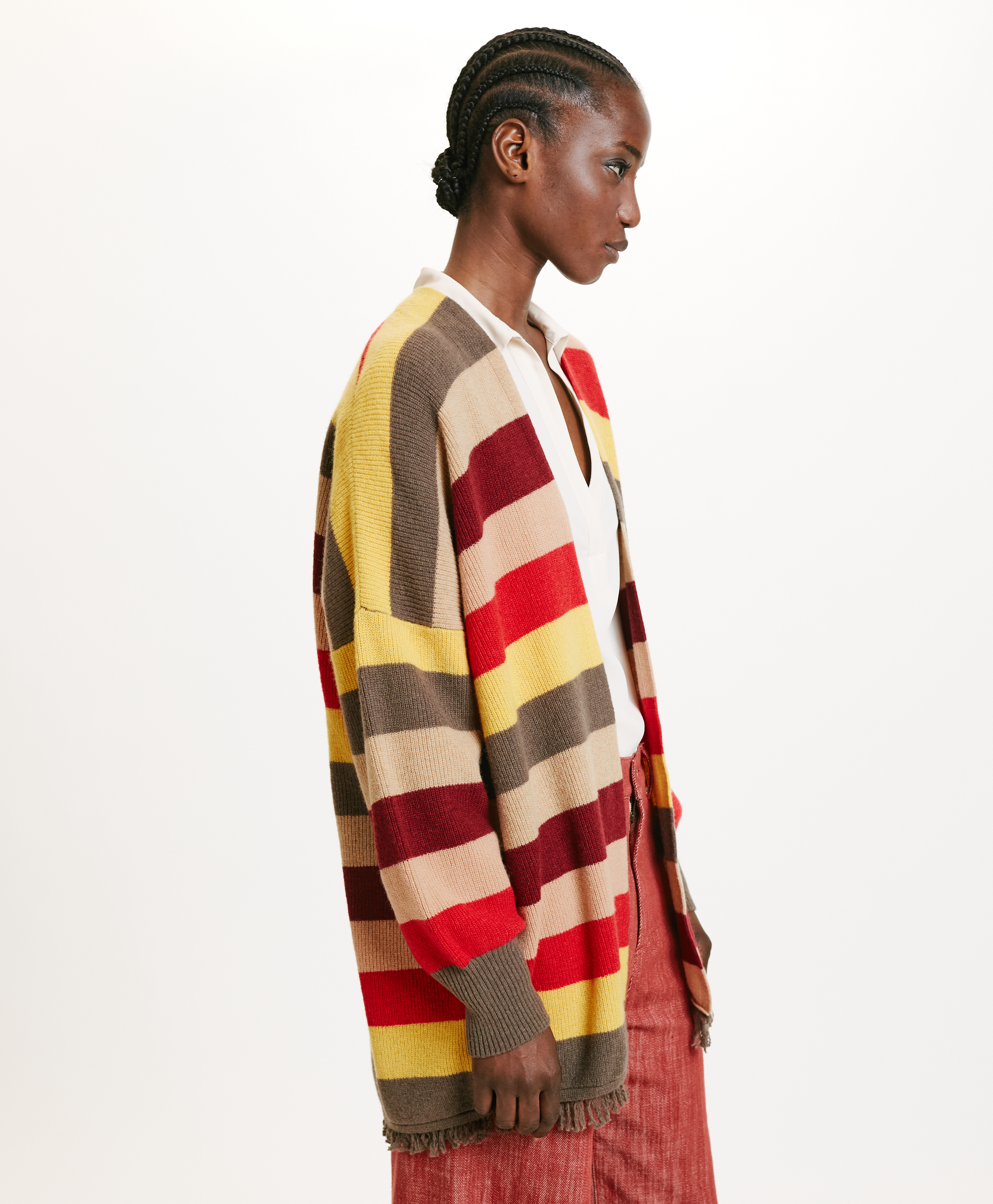 HOKKAIDO MULTICOLOUR STRIPED SWEATER - RED MULTICOLOR - Momonì