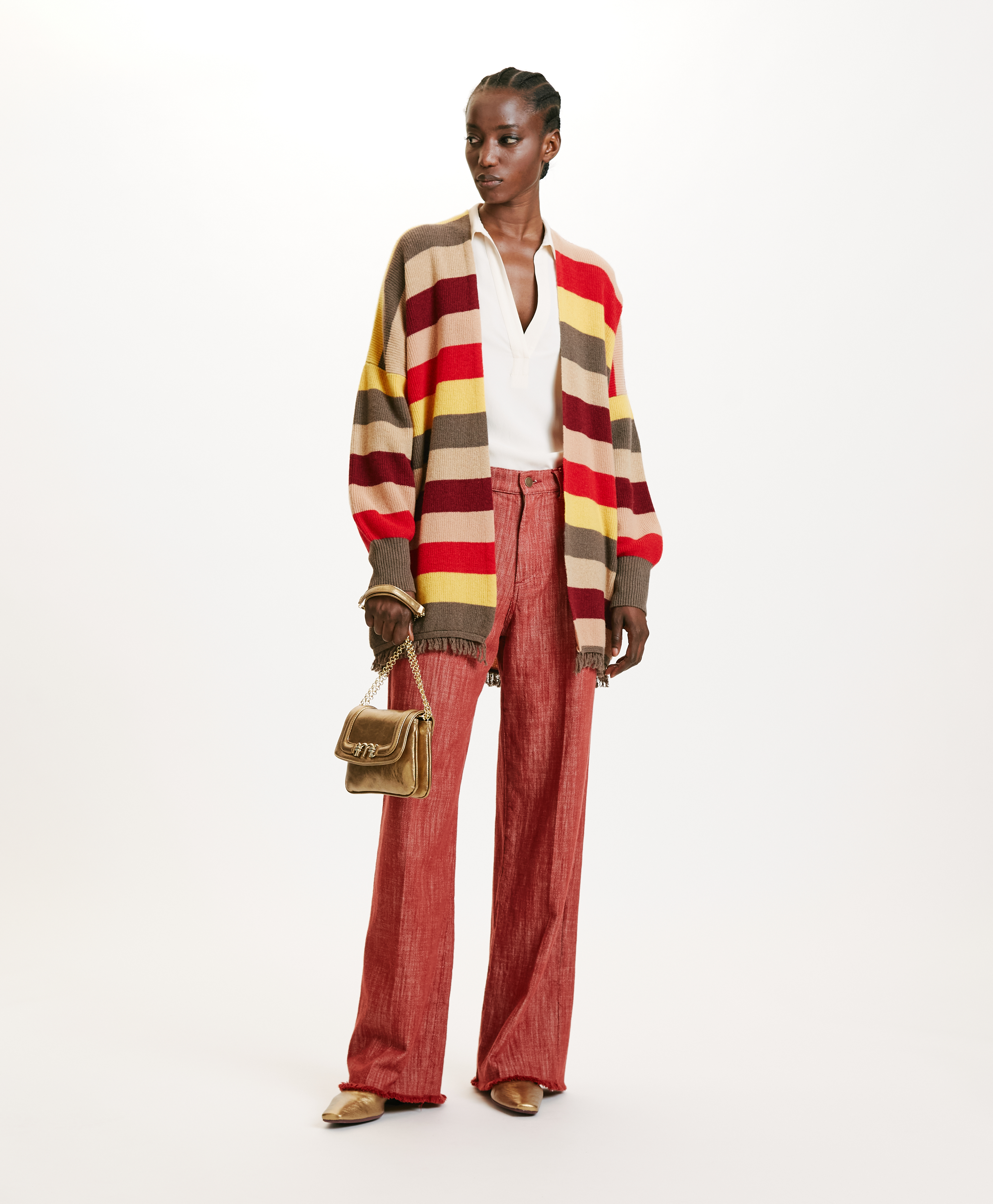 HOKKAIDO MULTICOLOUR STRIPED SWEATER - RED MULTICOLOR - Momonì