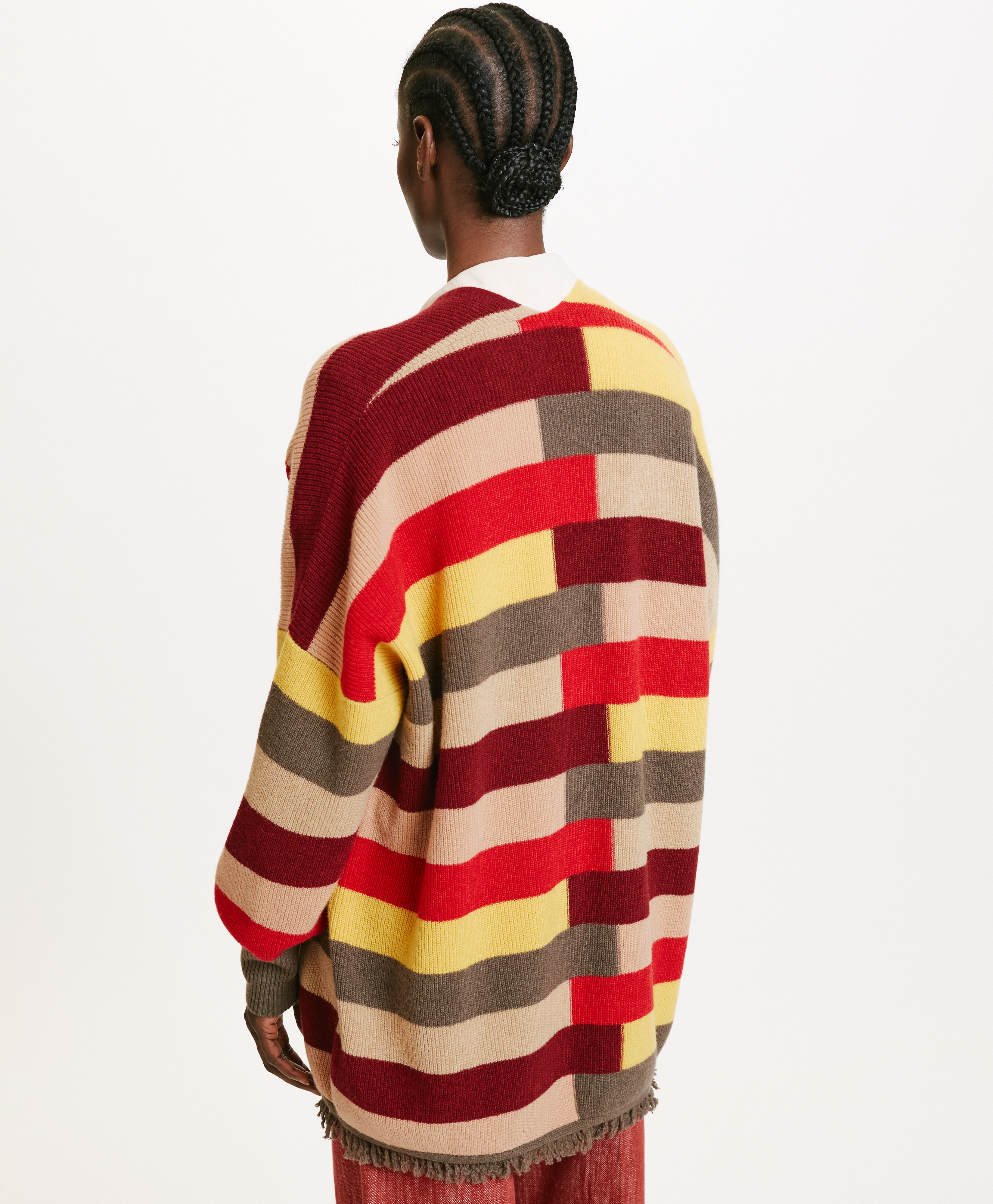 HOKKAIDO MULTICOLOUR STRIPED SWEATER - RED MULTICOLOR - Momonì