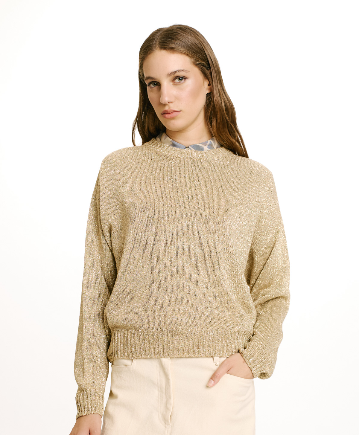 KARASU LUREX SWEATER - GOLD - Momonì