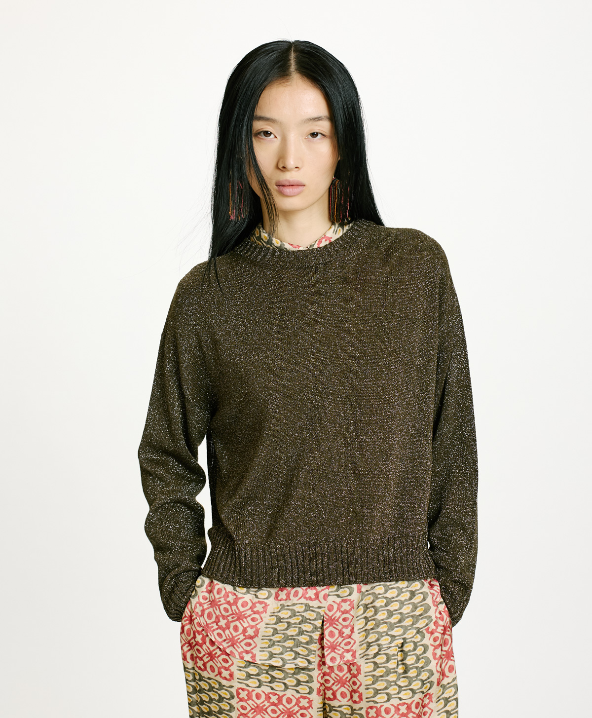 KARASU LUREX SWEATER - SEAWEED - Momonì