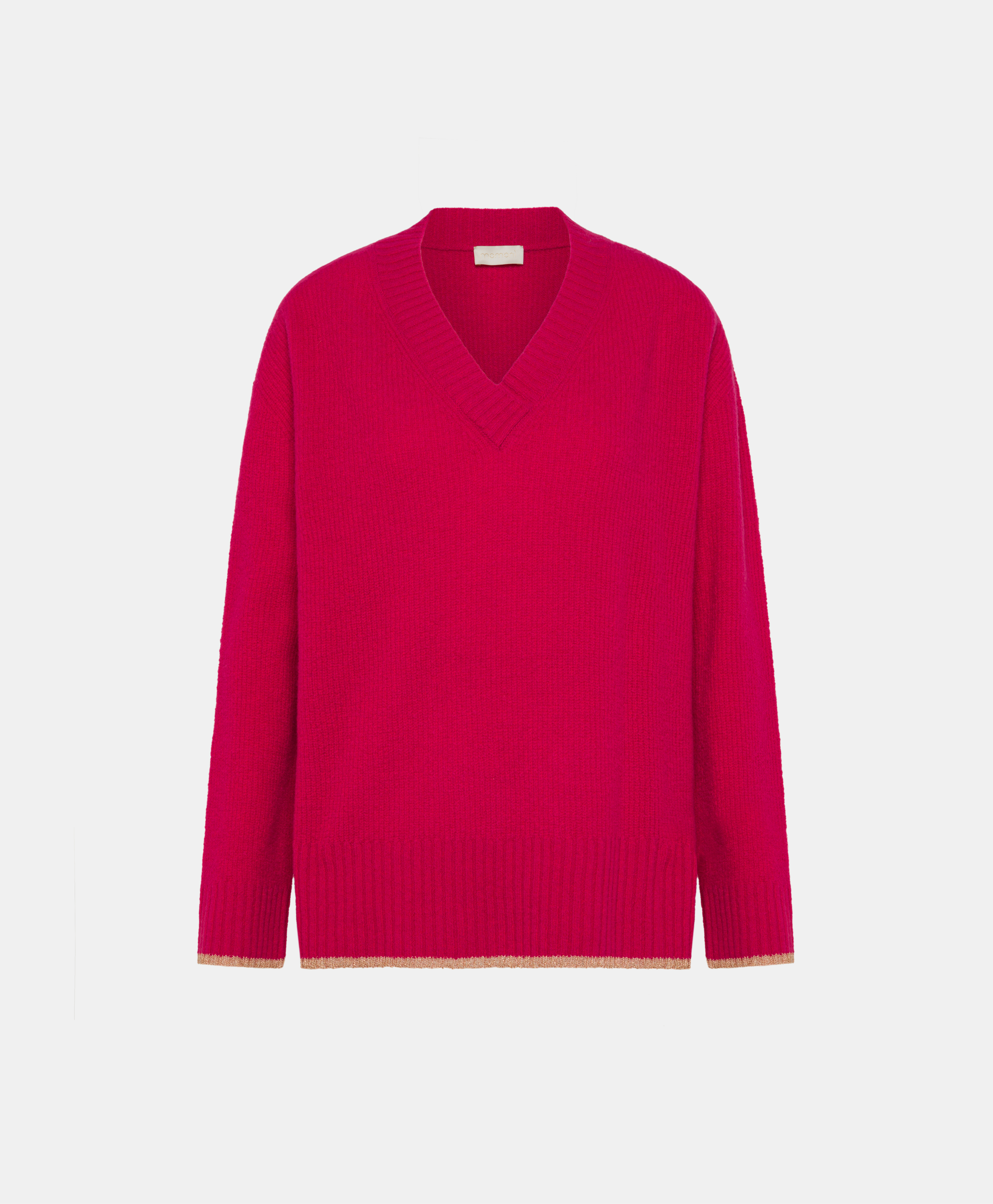 ORO STRETCH WOOL SWEATER IN RIB STITCH - CYCLAMEN - Momonì