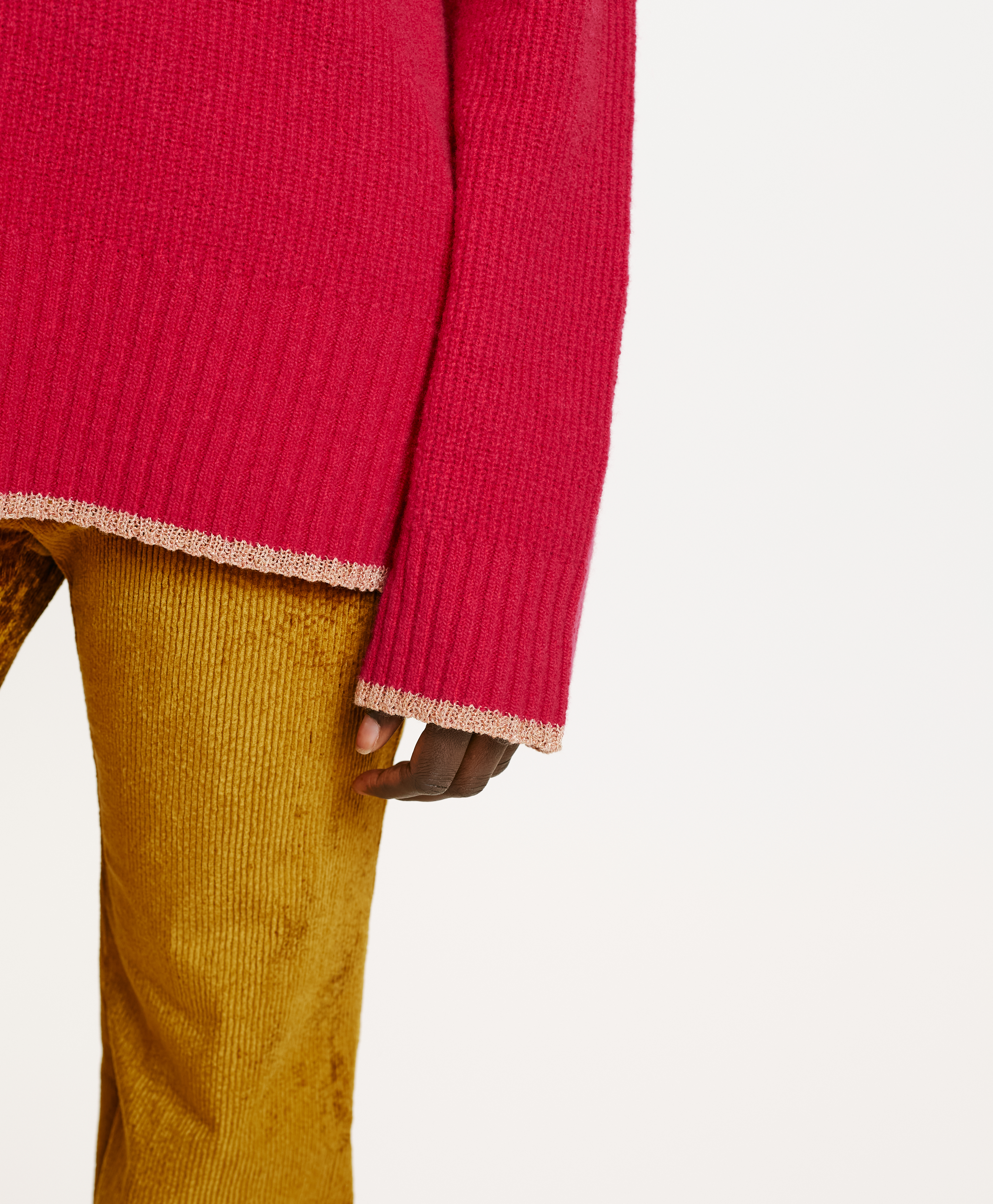 ORO STRETCH WOOL SWEATER IN RIB STITCH - CYCLAMEN - Momonì