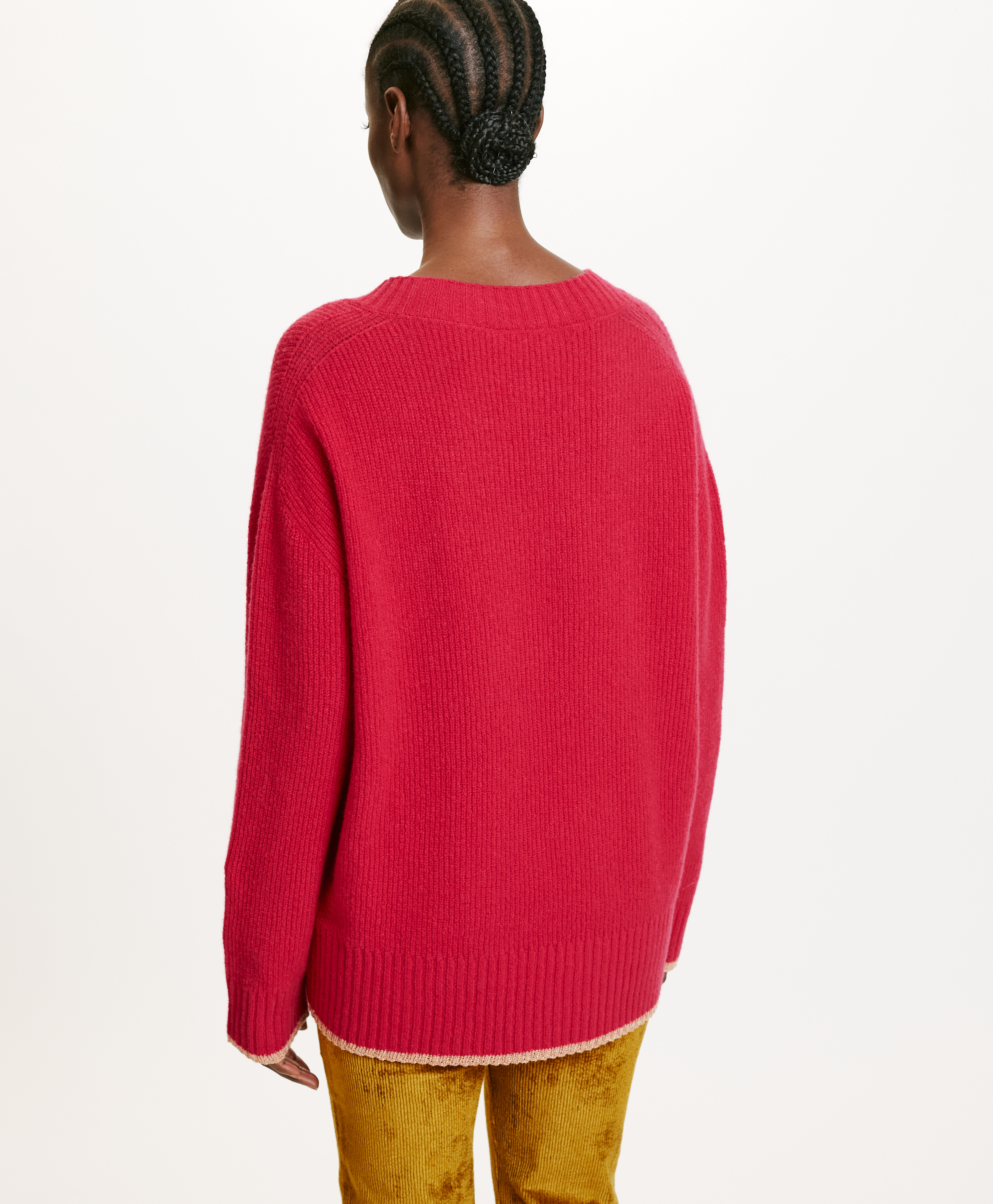 ORO STRETCH WOOL SWEATER IN RIB STITCH - CYCLAMEN - Momonì