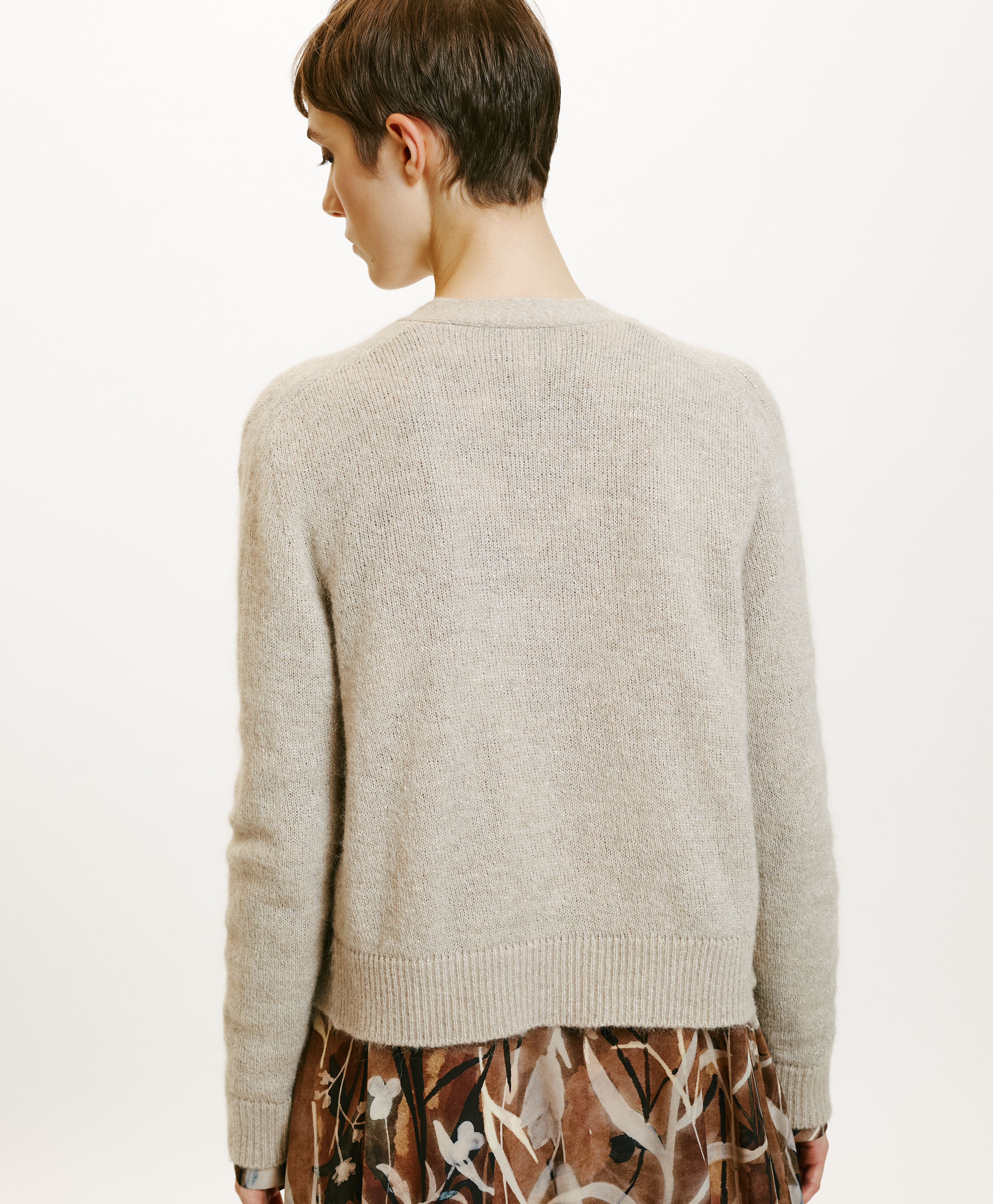 JIRO CARDIGAN IN MOHAIR/LUREX BLEND - CREAM - Momonì