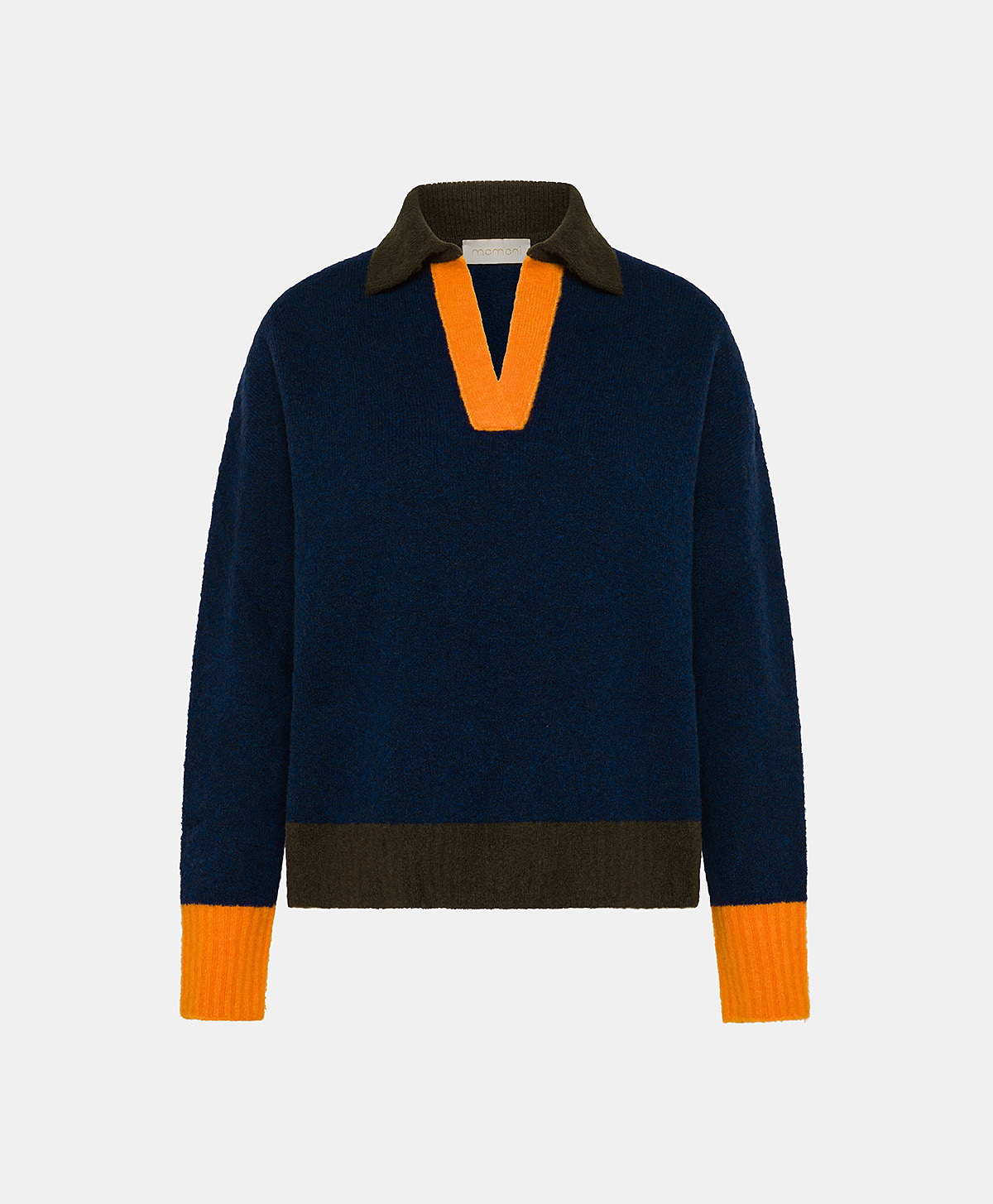 NEBBIOLO SWEATER IN COLOUR BLOCK FLEECE-EFFECT WOOL - BLUE - Momonì