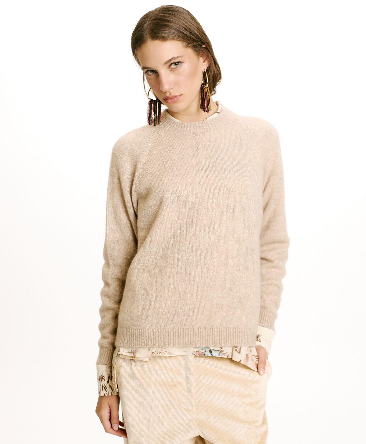 KYO SWEATER IN MOHAIR/LUREX BLEND - CREAM - Momonì