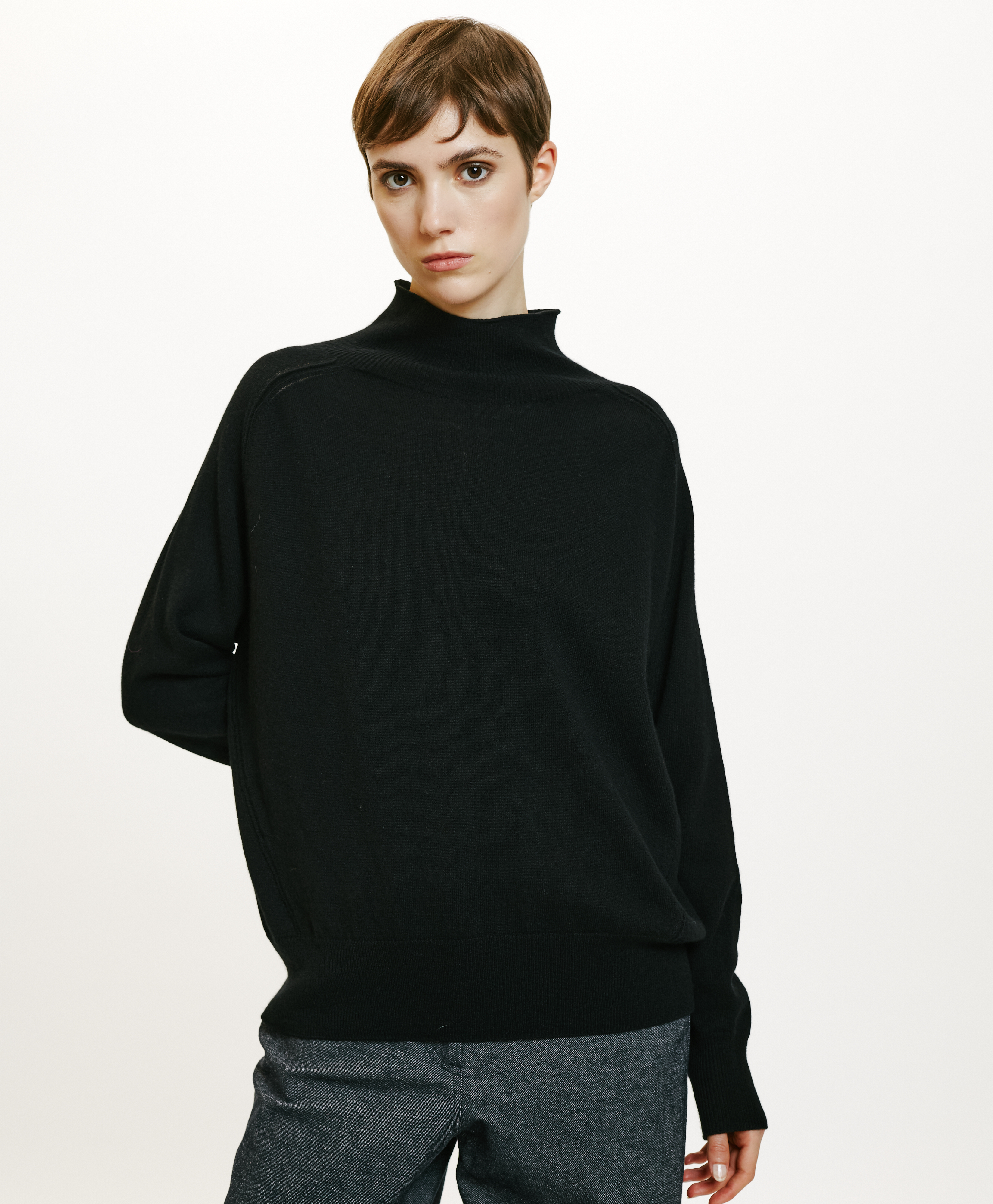 AMAYA SWEATER IN MERINO WOOL/CASHMERE - BLACK - Momonì