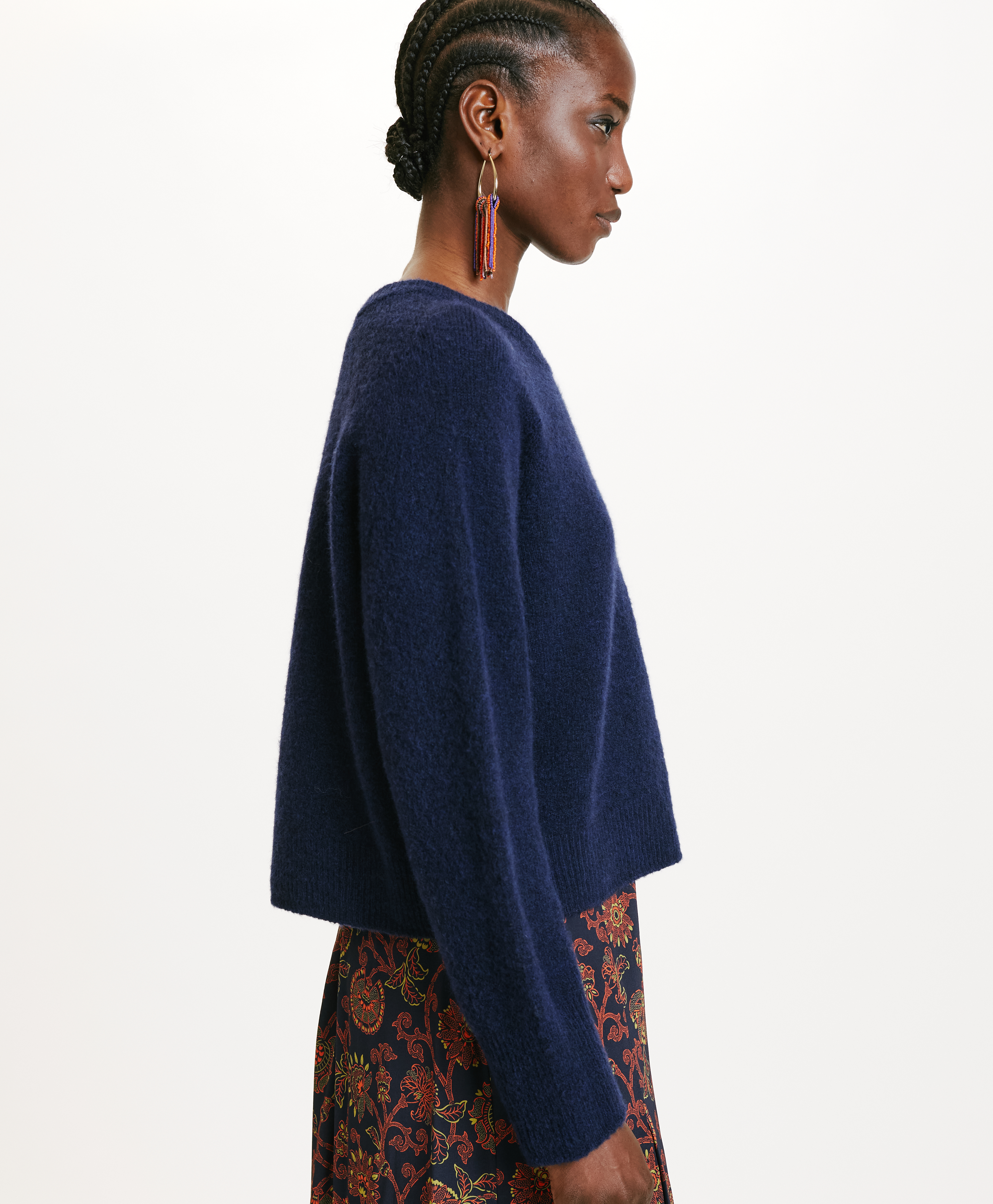 FLAVIEN SWEATER IN SOLID COLOUR FLEECE-EFFECT WOOL - INK - Momonì