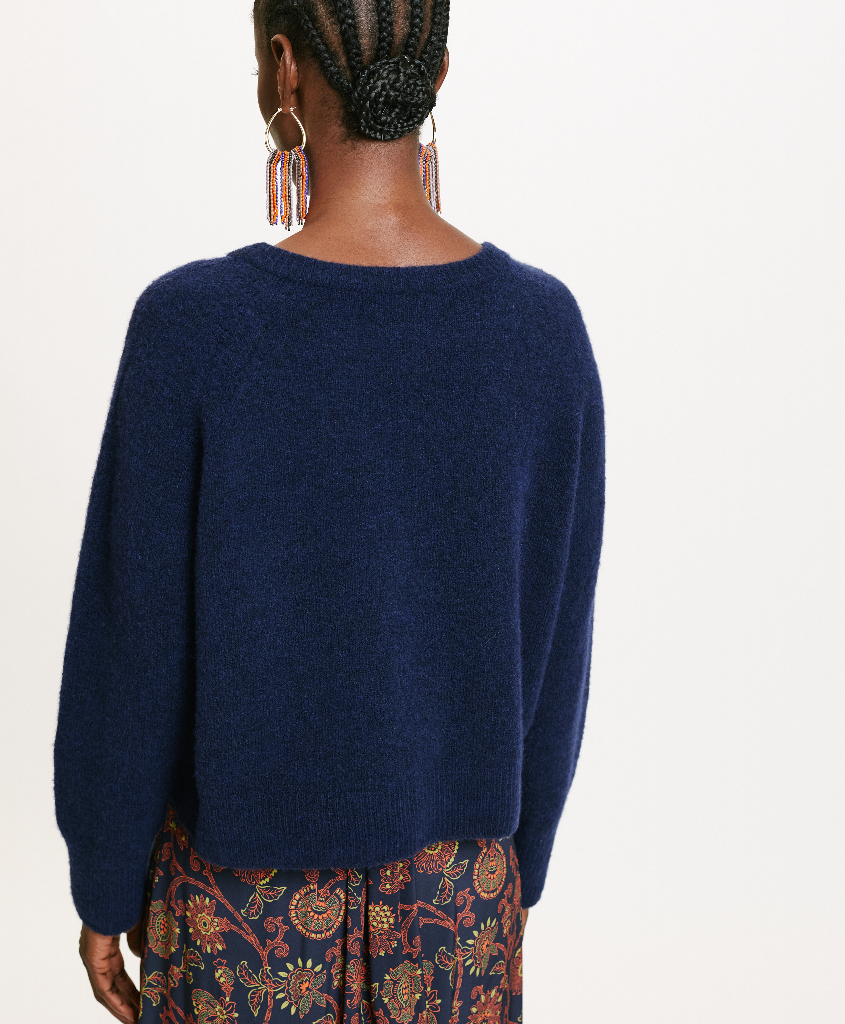 FLAVIEN SWEATER IN SOLID COLOUR FLEECE-EFFECT WOOL - INK - Momonì