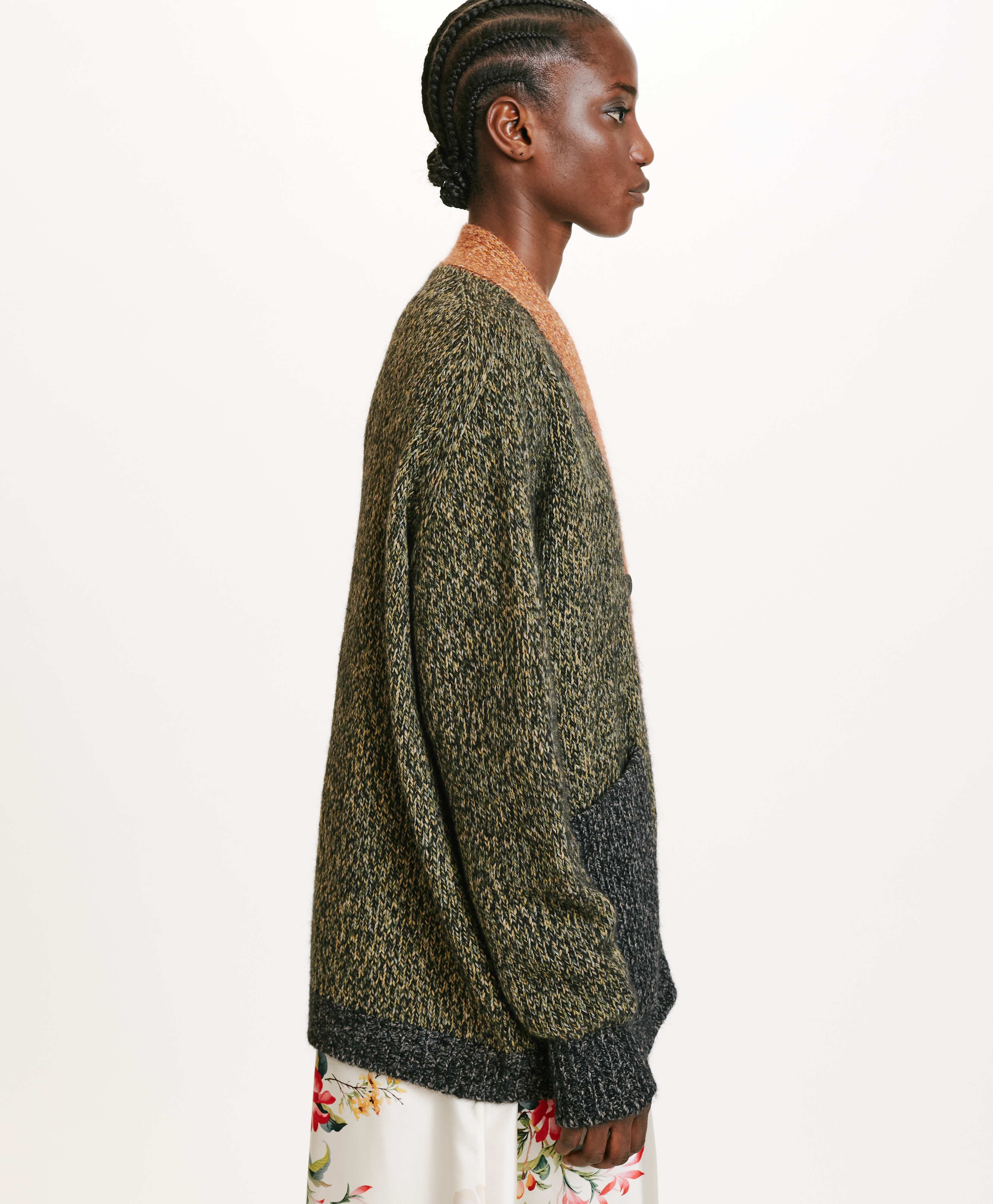 NATSU COLOUR BLOCK MOULINÈ SWEATER - MULTICOLOR GREEN - Momonì