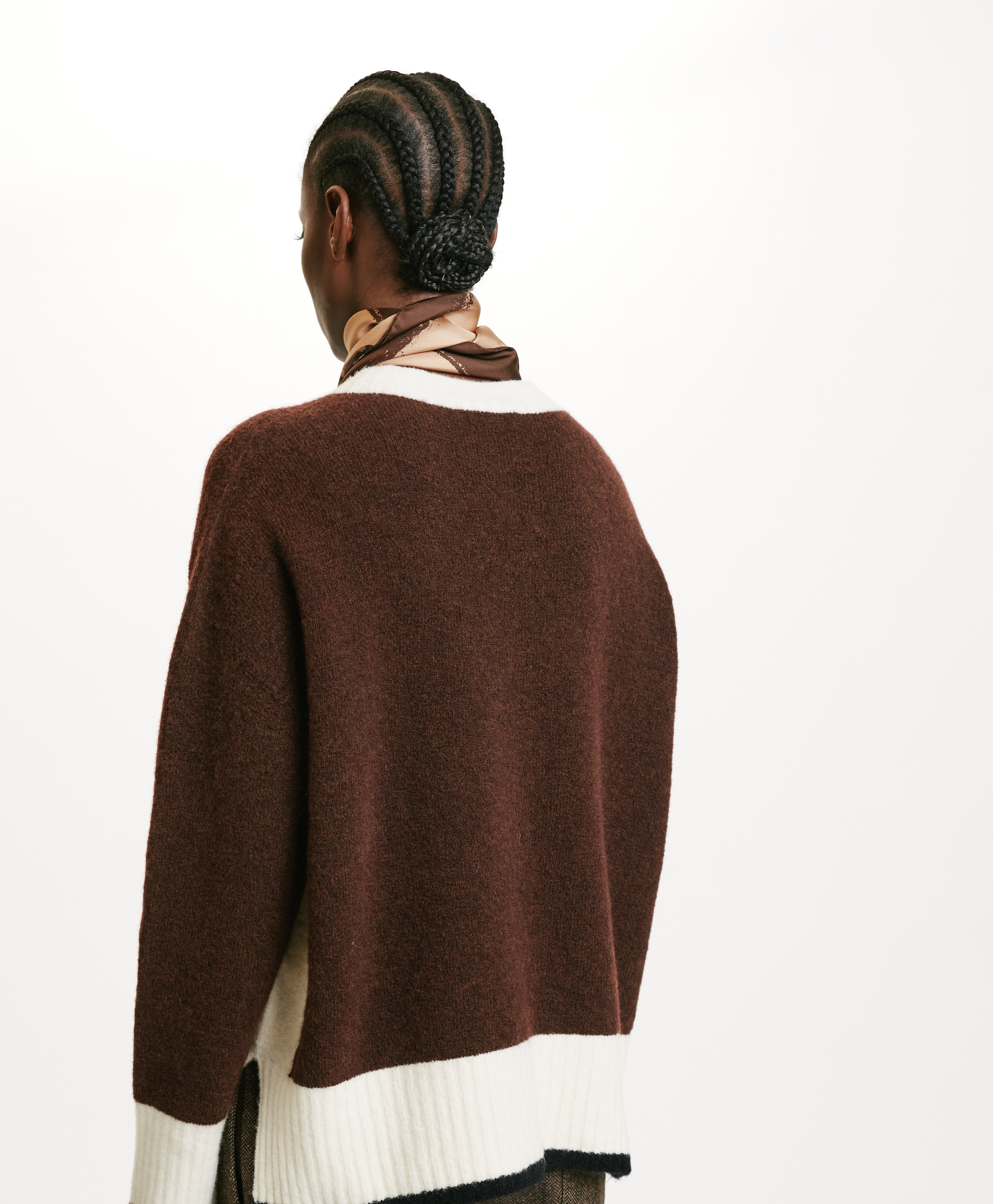 INU SWEATER IN COLOUR BLOCK FLEECE-EFFECT WOOL - BRICK - Momonì