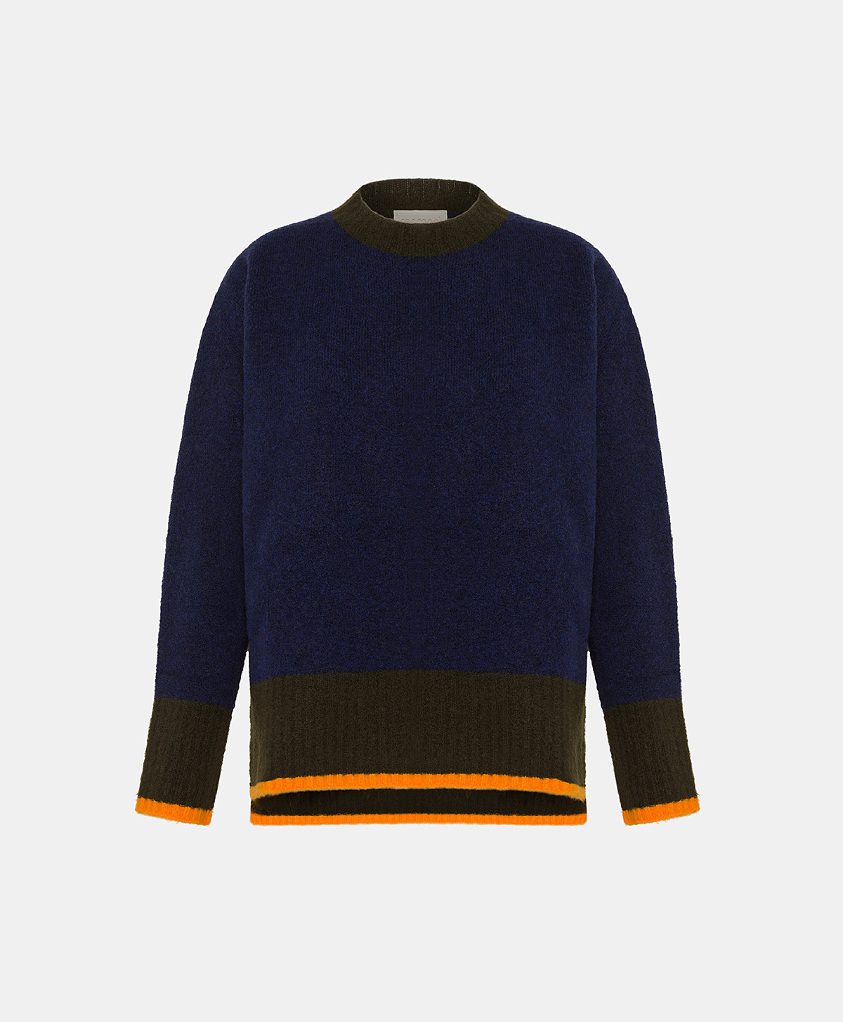 INU SWEATER IN COLOUR BLOCK FLEECE-EFFECT WOOL - BLUE - Momonì