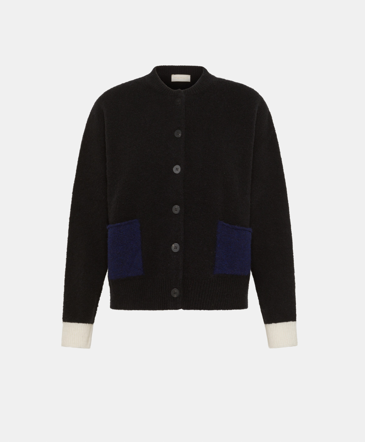 KAERU SWEATER IN COLOUR BLOCK FLEECE-EFFECT WOOL - BLACK - Momonì