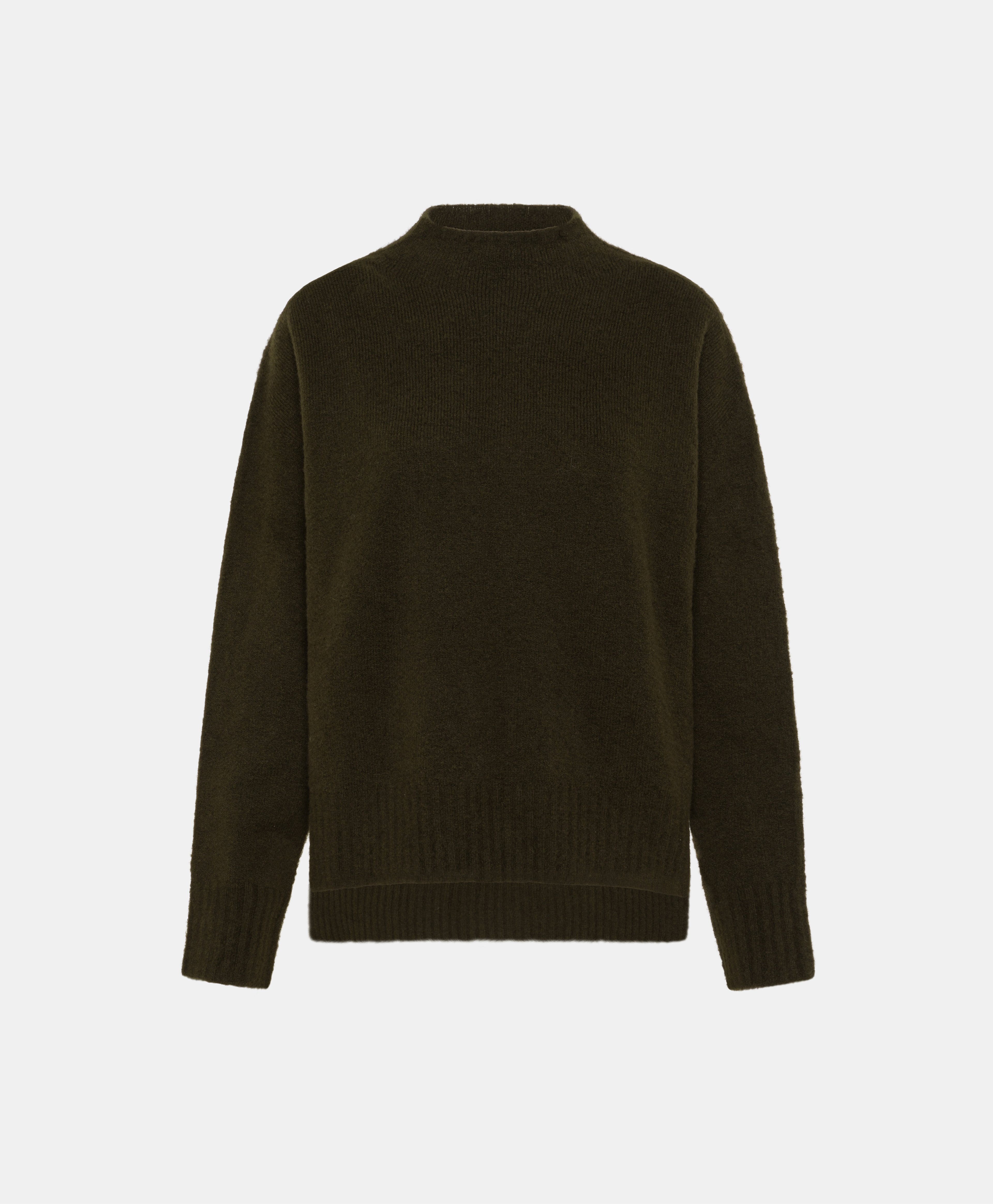 KOBE SWEATER IN SOLID COLOUR FLEECE-EFFECT WOOL - GREEN - Momonì