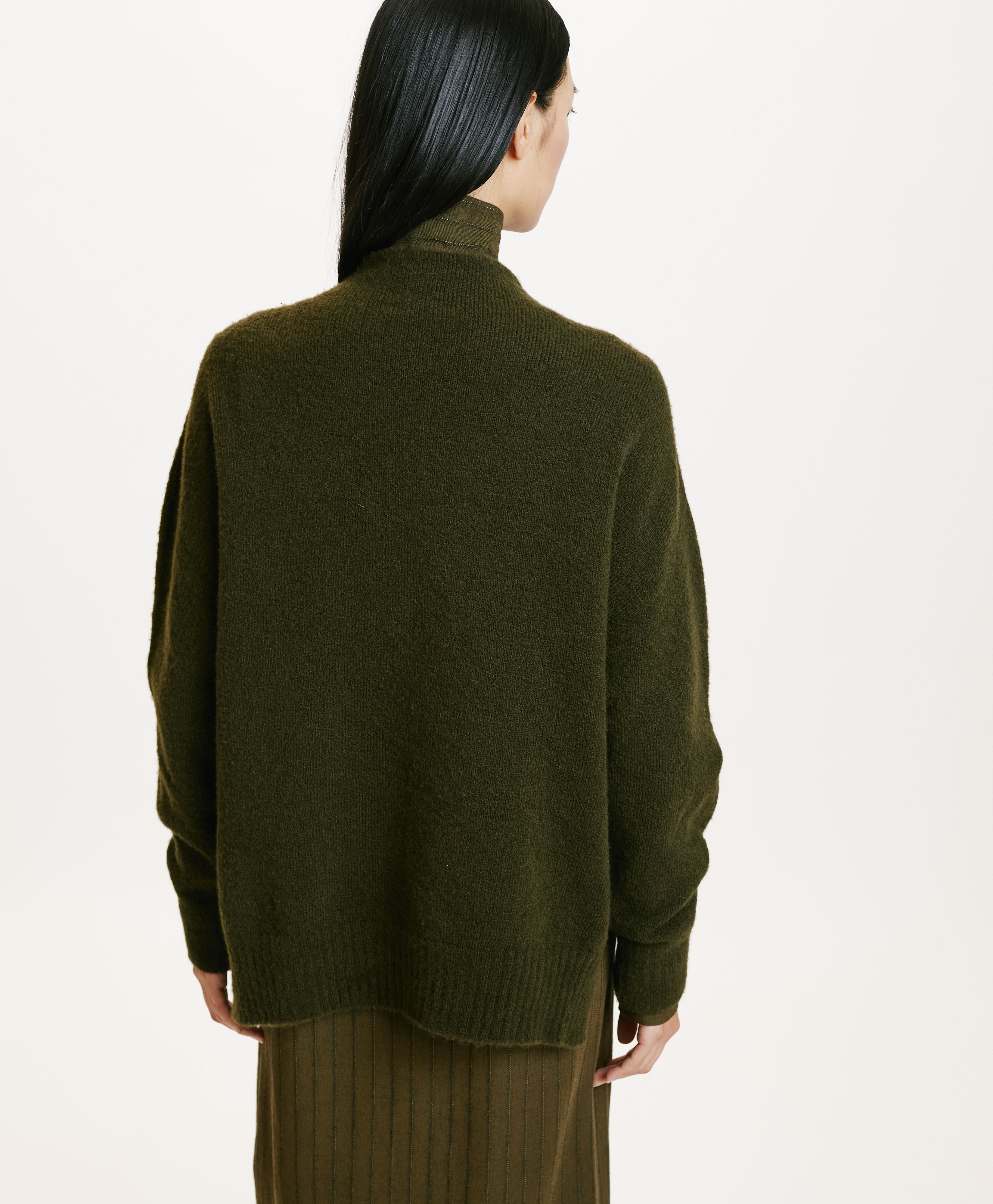 KOBE SWEATER IN SOLID COLOUR FLEECE-EFFECT WOOL - GREEN - Momonì