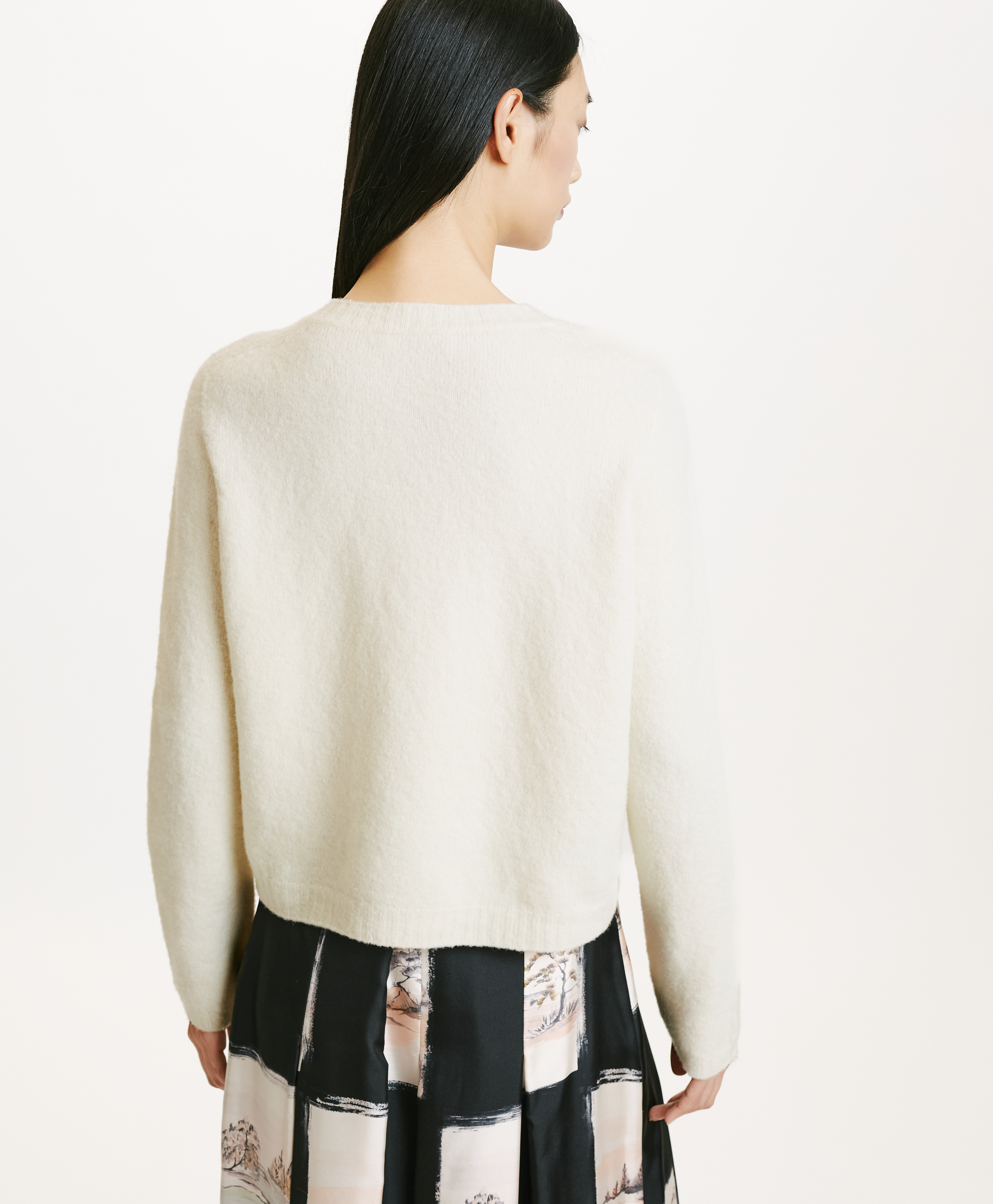 DONBURI CARDIGAN IN SOLID COLOUR FLEECE-EFFECT WOOL - CREAM - Momonì