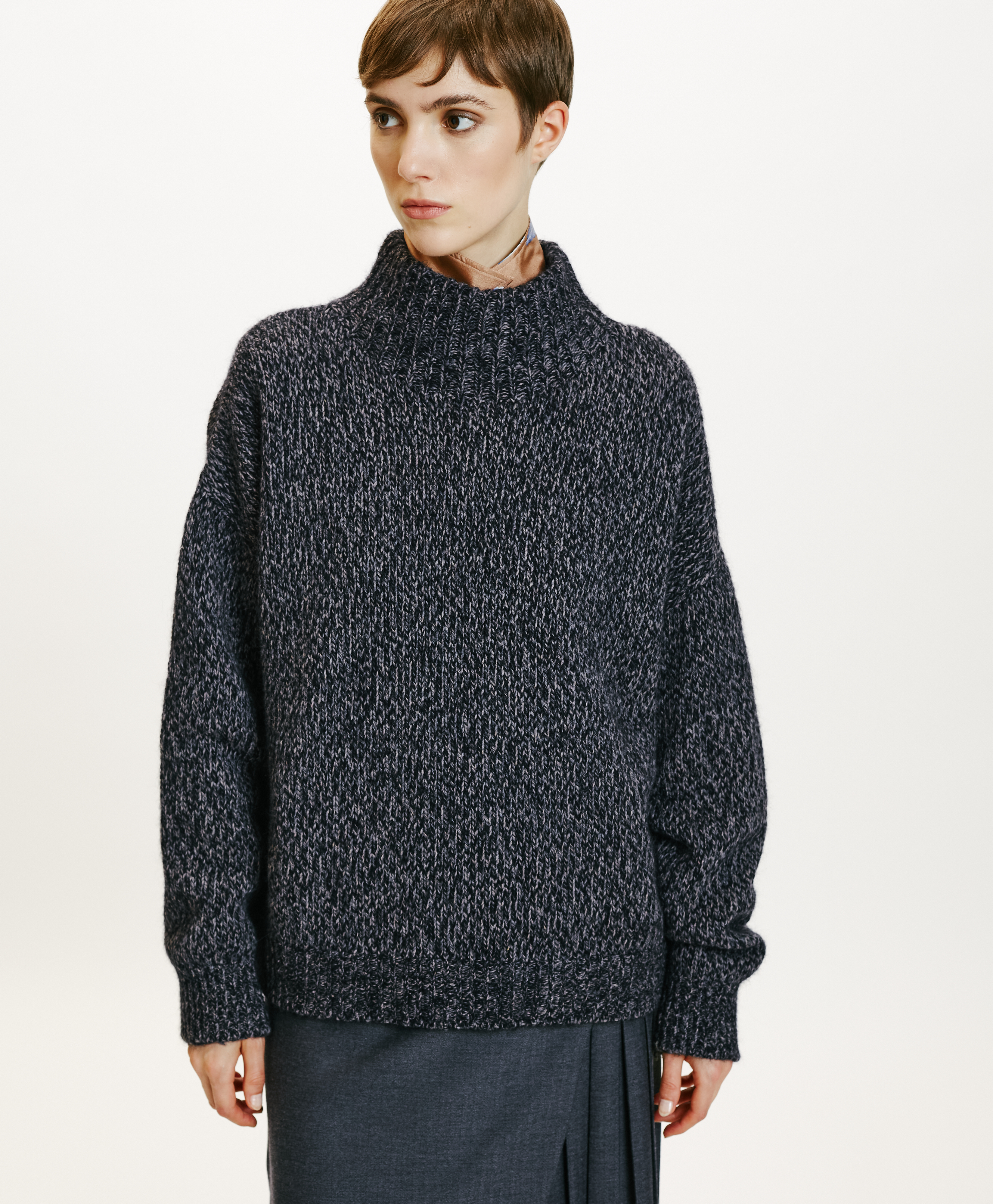 UMA MOULINÈ-EFFECT SWEATER - CHARCOAL GRAY - Momonì