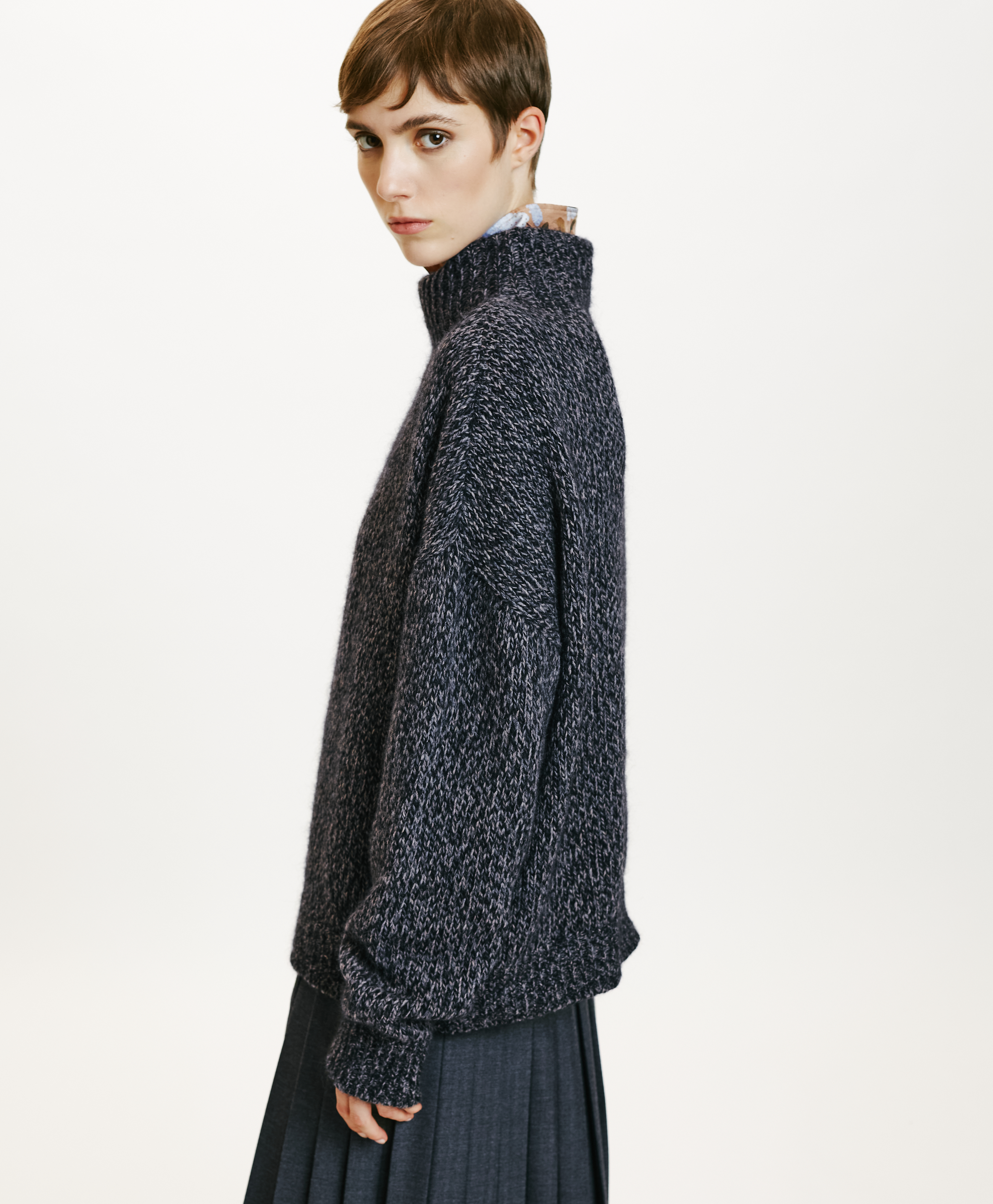 UMA MOULINÈ-EFFECT SWEATER - CHARCOAL GRAY - Momonì