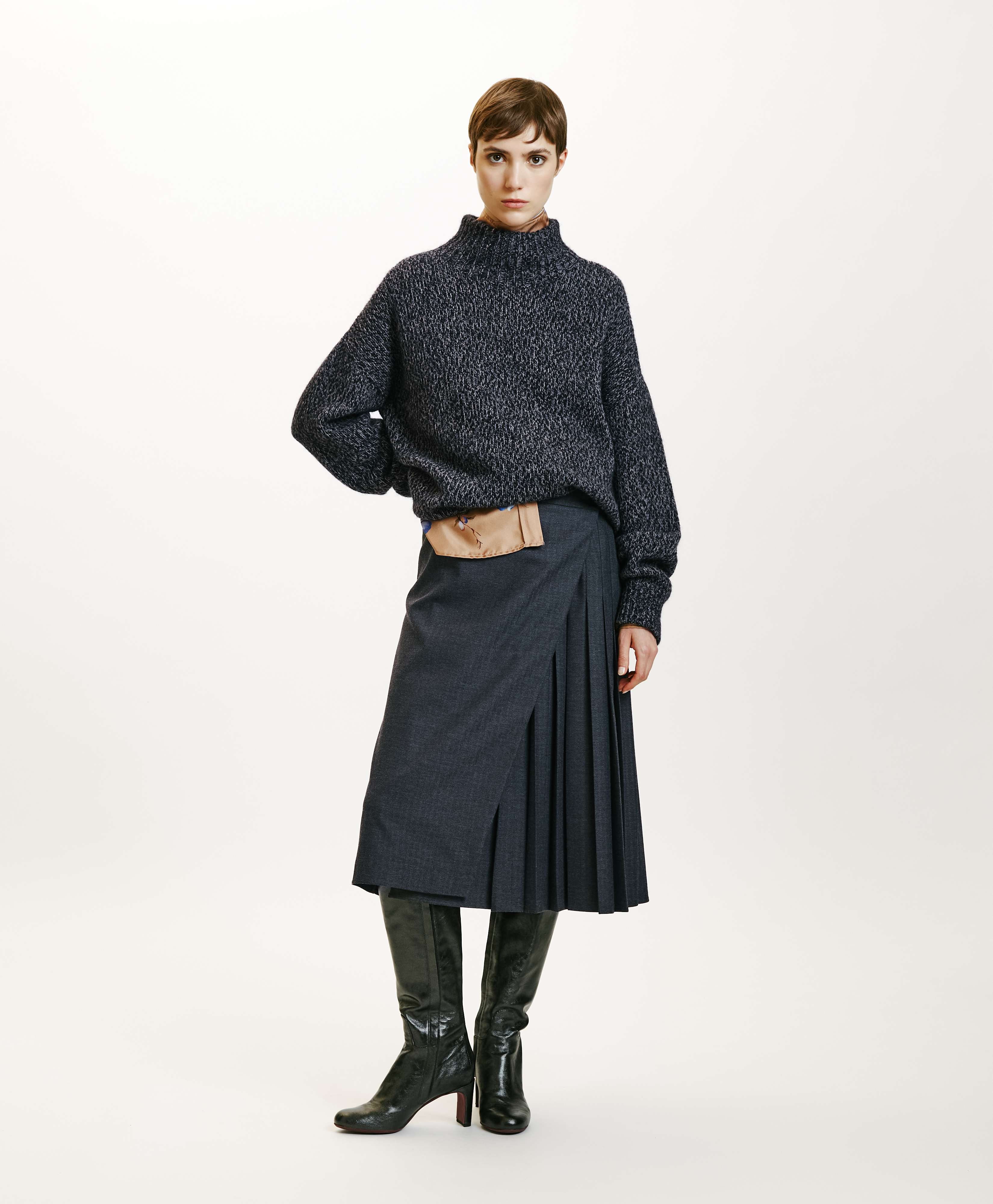 UMA MOULINÈ-EFFECT SWEATER - CHARCOAL GRAY - Momonì