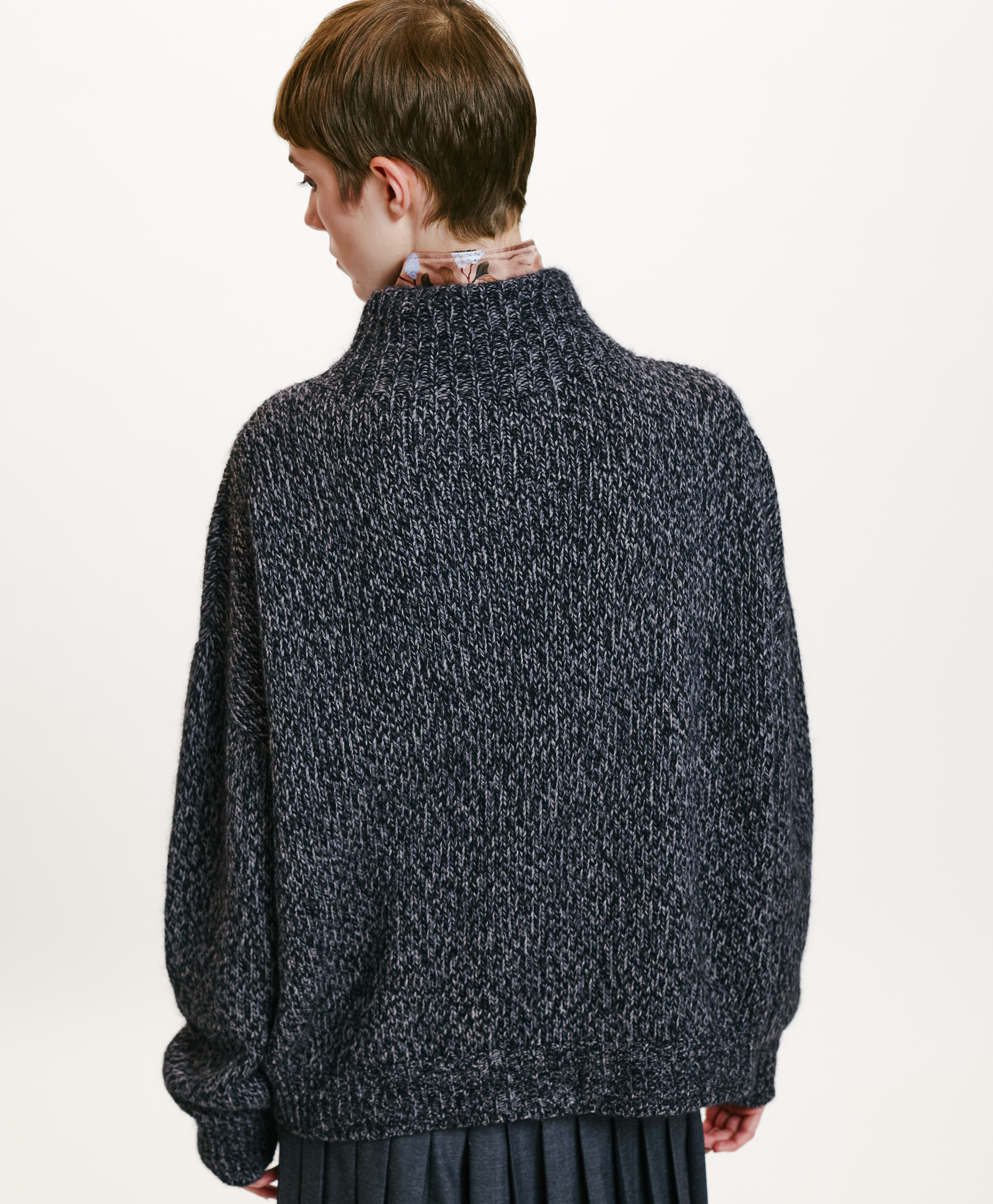 UMA MOULINÈ-EFFECT SWEATER - CHARCOAL GRAY - Momonì