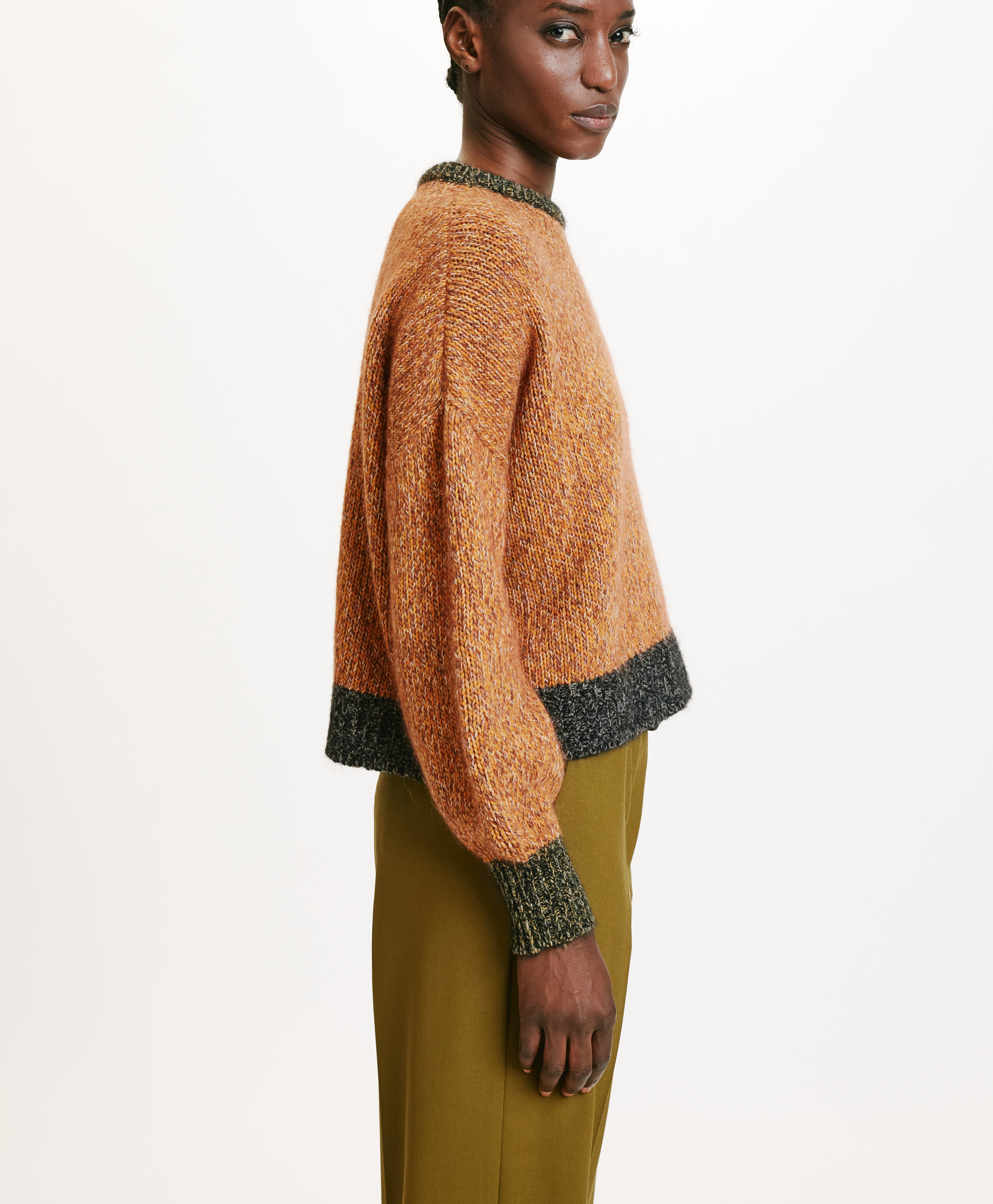 HEBI COLOUR BLOCK MOULINÈ SWEATER - MULTICOLOR ORANGE - Momonì