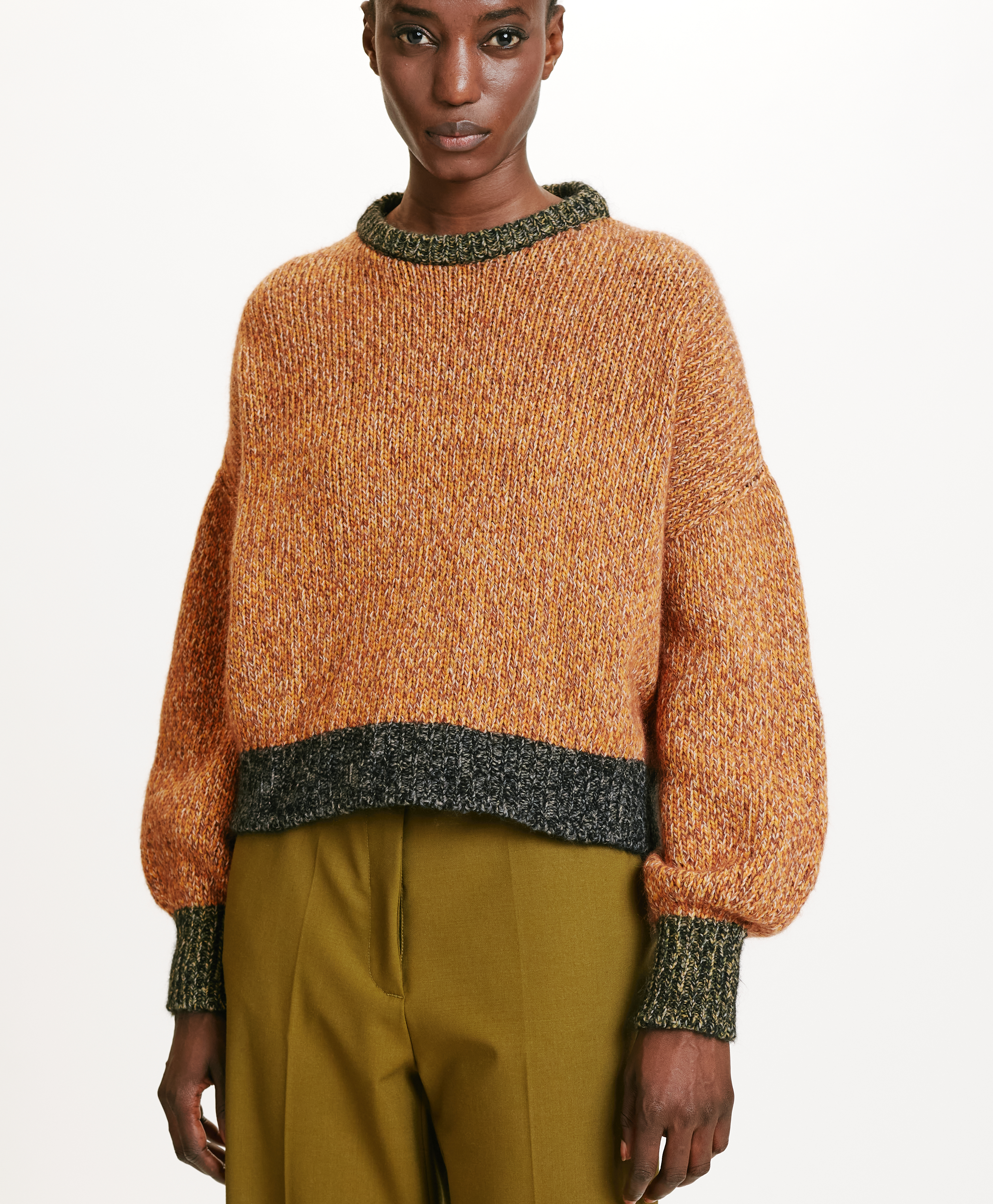 HEBI COLOUR BLOCK MOULINÈ SWEATER - MULTICOLOR ORANGE - Momonì