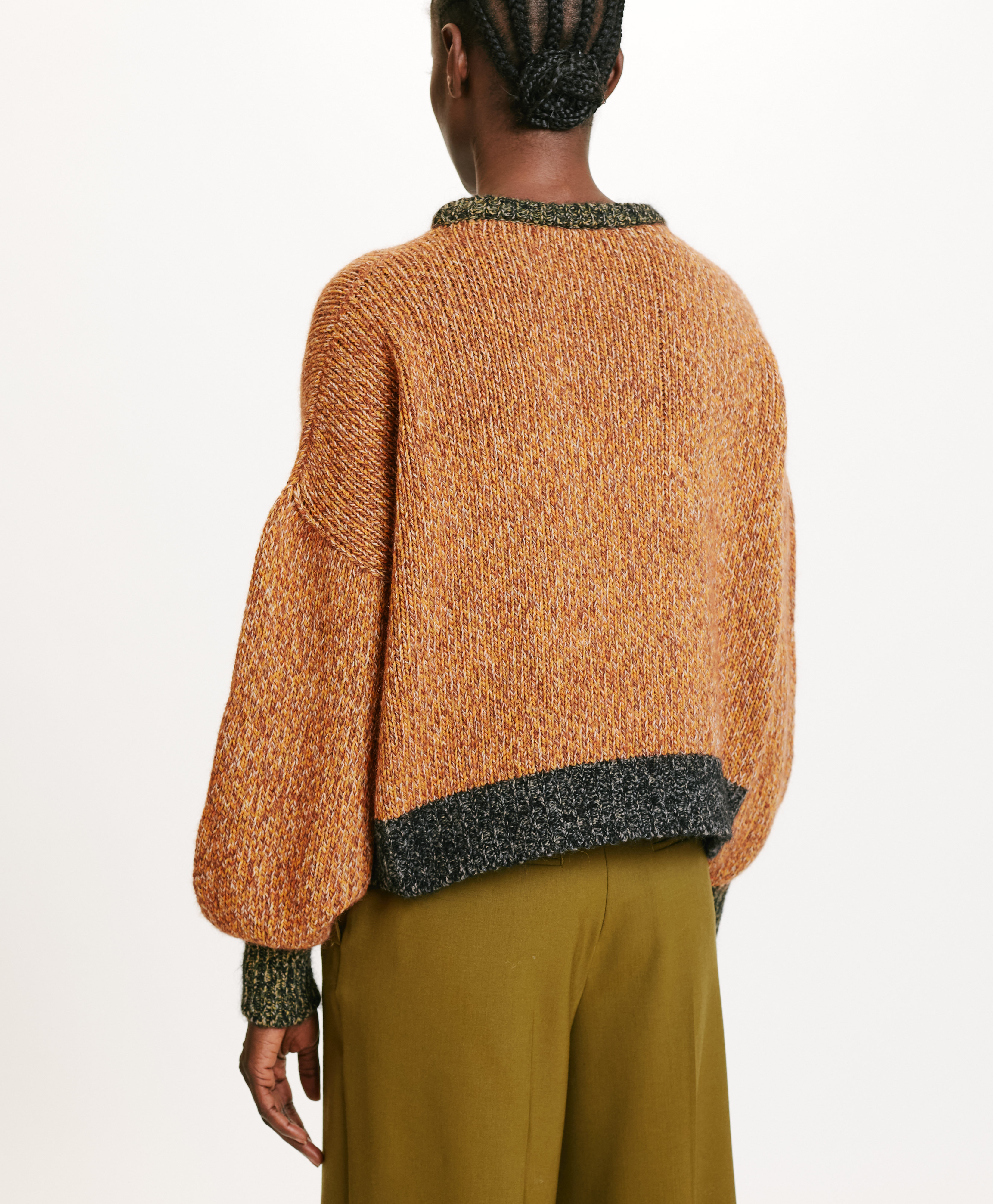 HEBI COLOUR BLOCK MOULINÈ SWEATER - MULTICOLOR ORANGE - Momonì