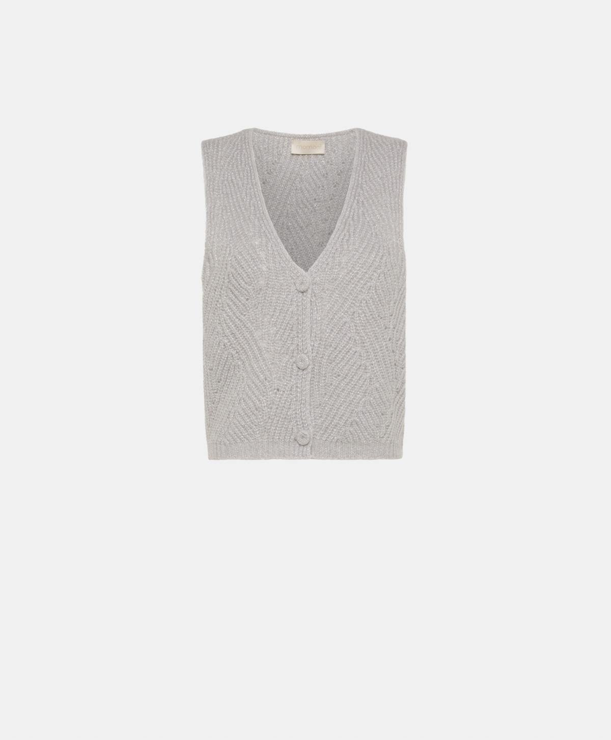 WOOL-LUREX HIDARI SWEATER IN CABLE RIB STITCH - SILVER - Momonì