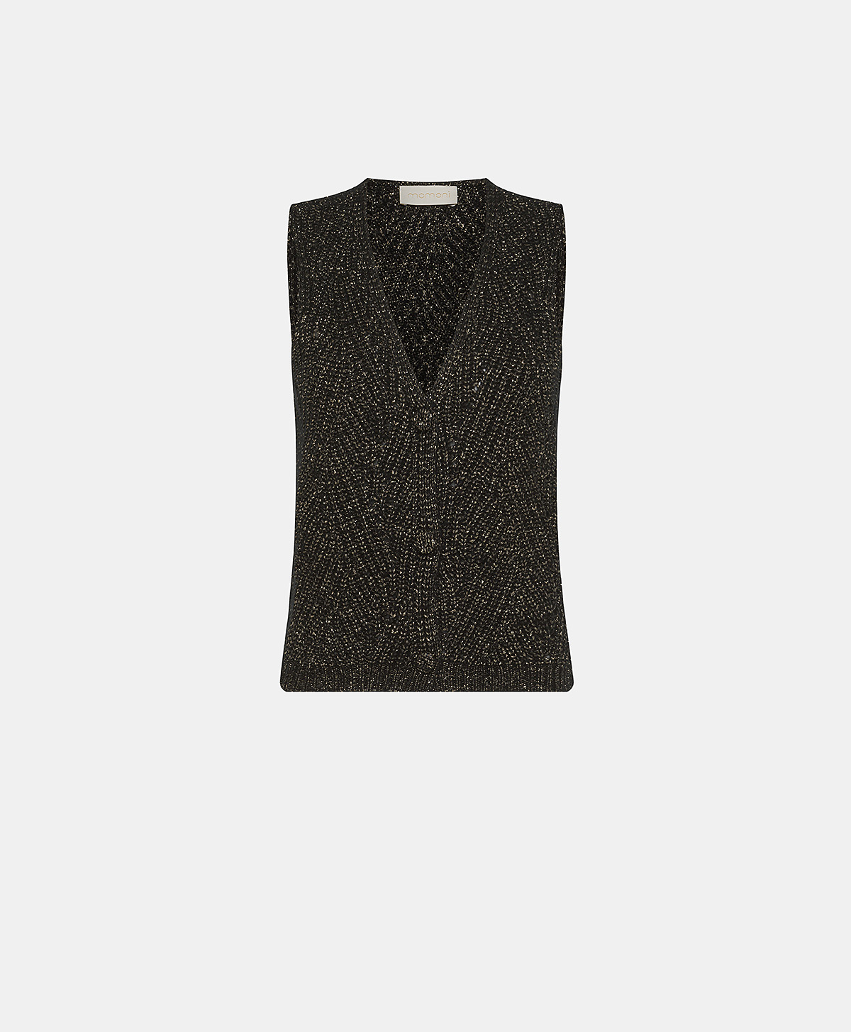 WOOL-LUREX HIDARI SWEATER IN CABLE RIB STITCH - BLACK - Momonì