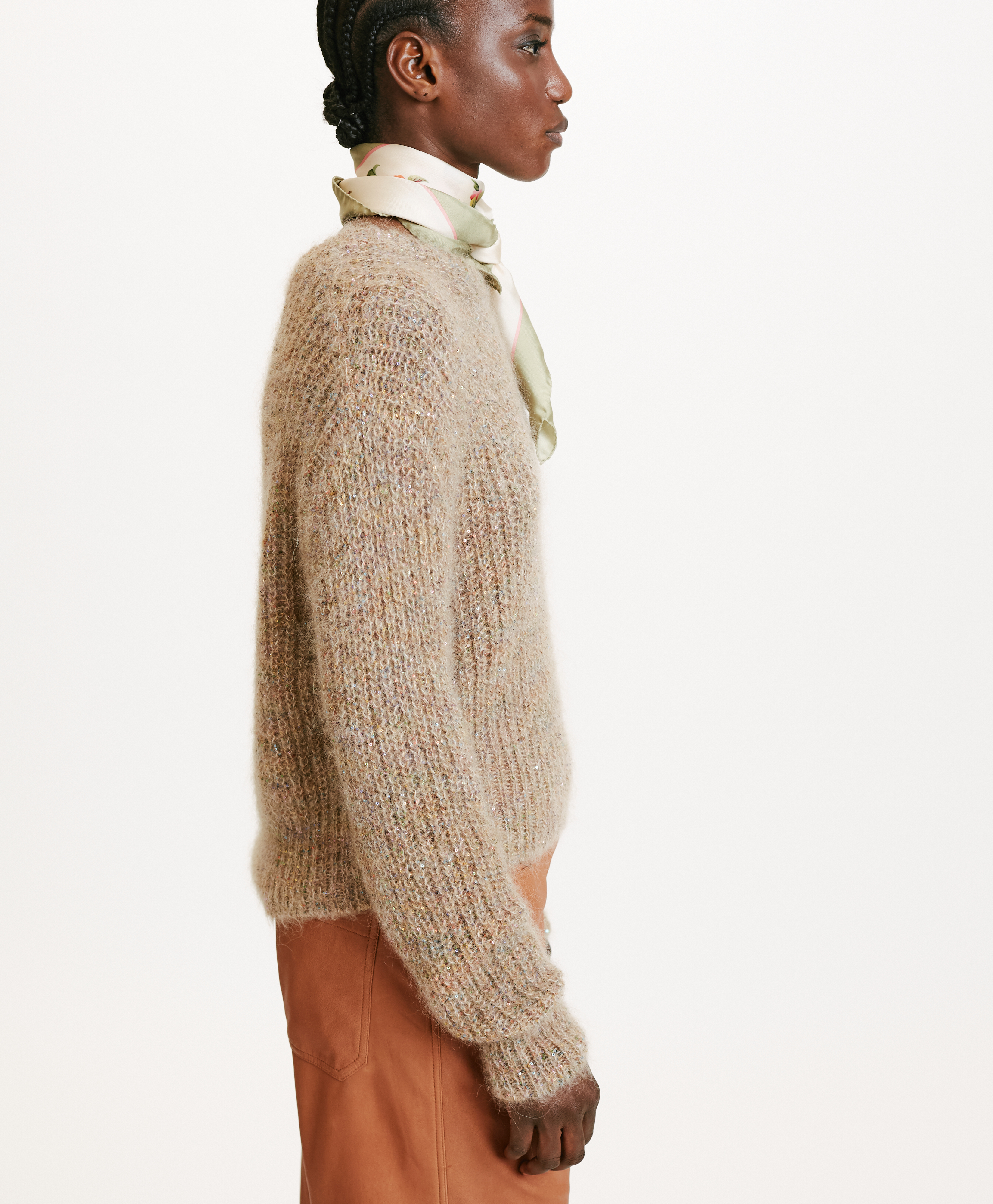 ODO SWEATER IN SHADED MOHAIR - BEIGE - Momonì