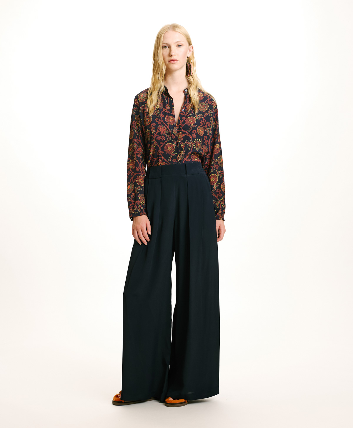 ASPEN PANTS IN SOLID COLOUR ACETATE/SILK - BLUE - Momonì