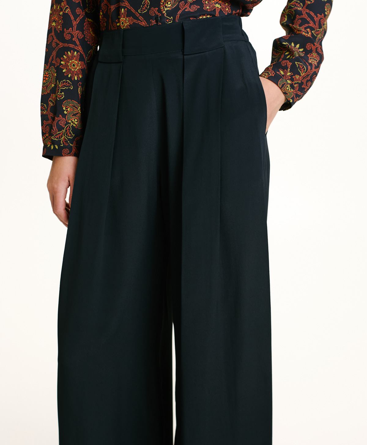 ASPEN PANTS IN SOLID COLOUR ACETATE/SILK - BLUE - Momonì