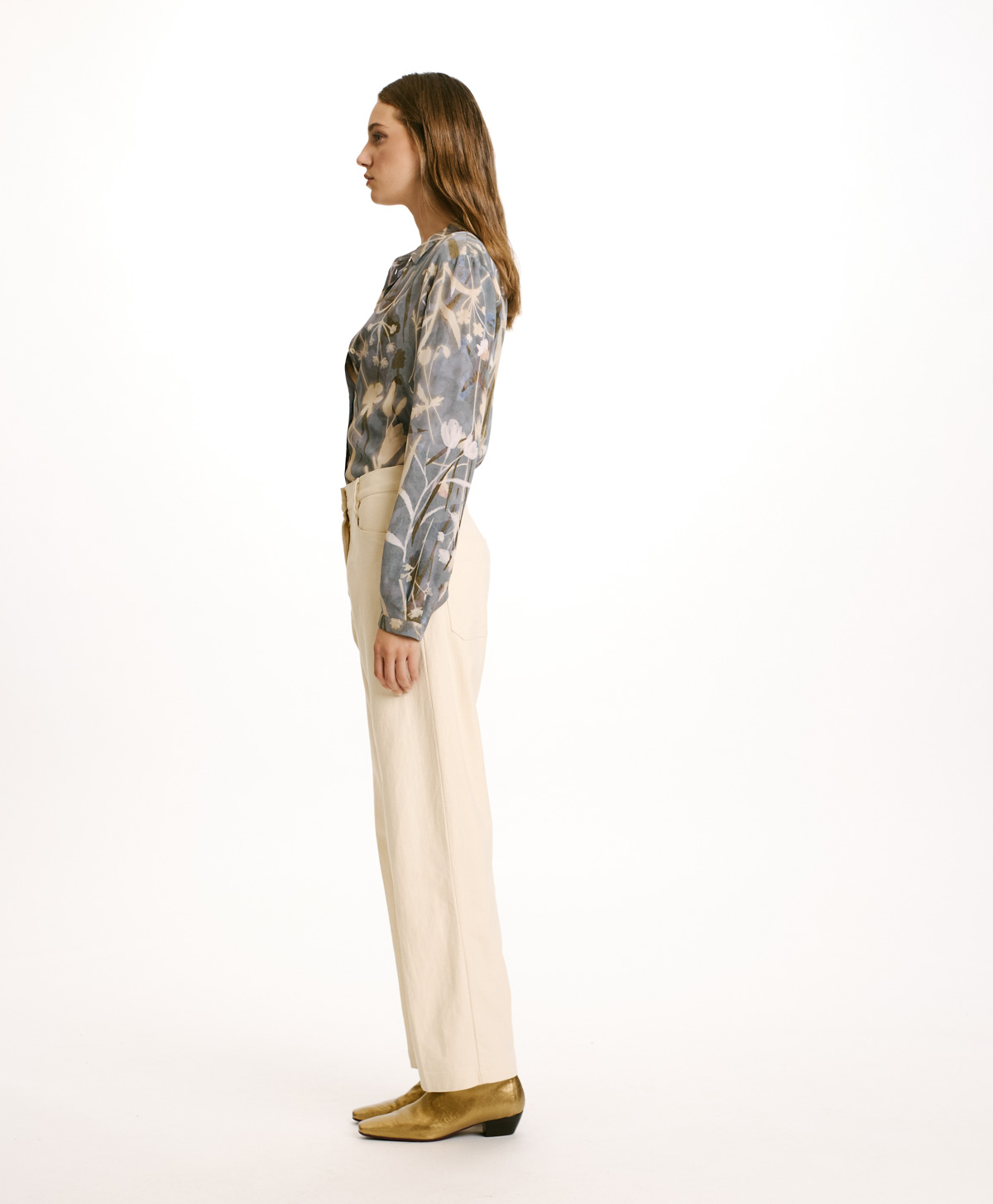 JACQUES PANTS IN STRETCH COTTON/WOOL DENIM - CREAM - Momonì