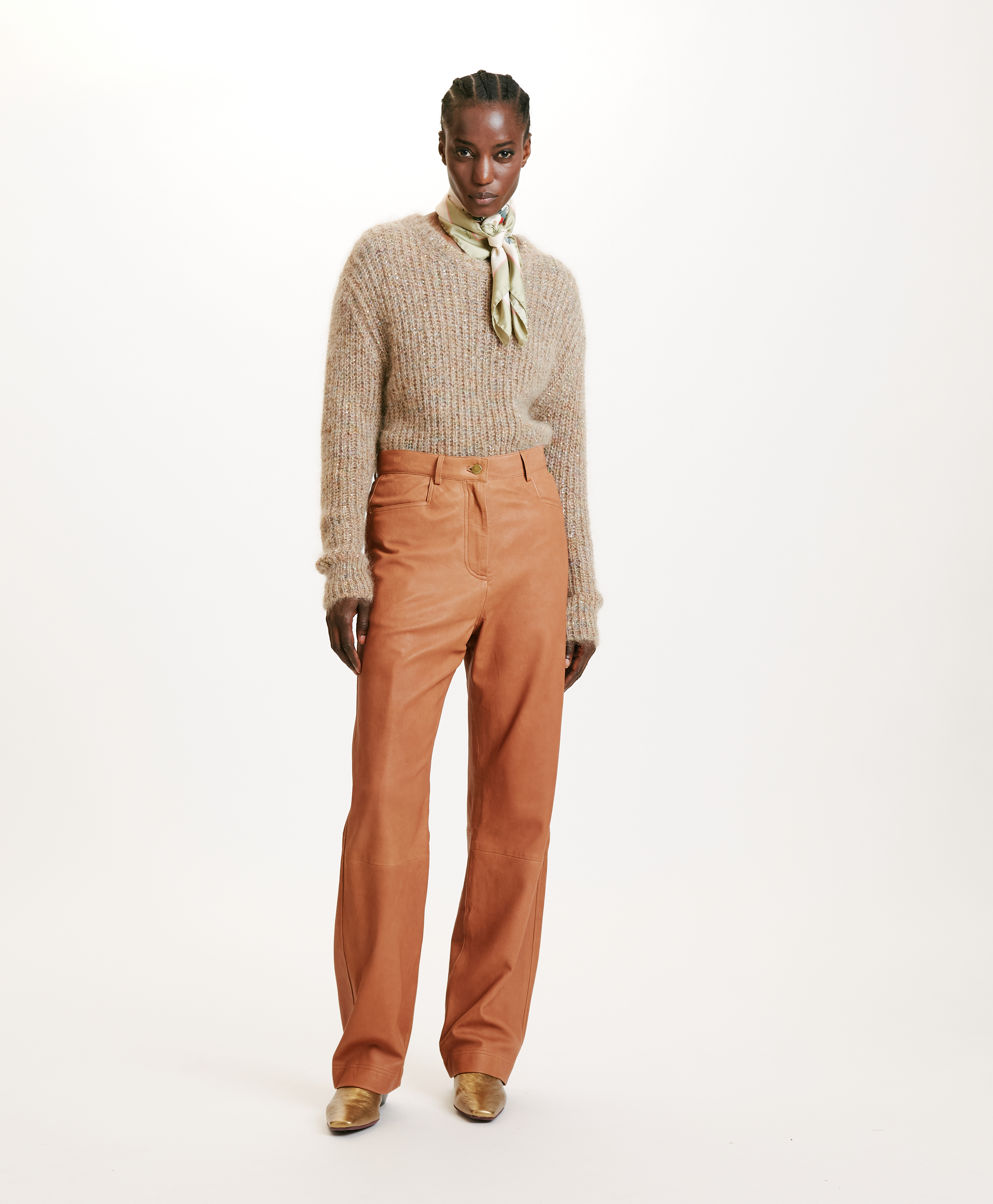 JACQUES PANTS IN NAPPA LEATHER - COGNAC - Momonì