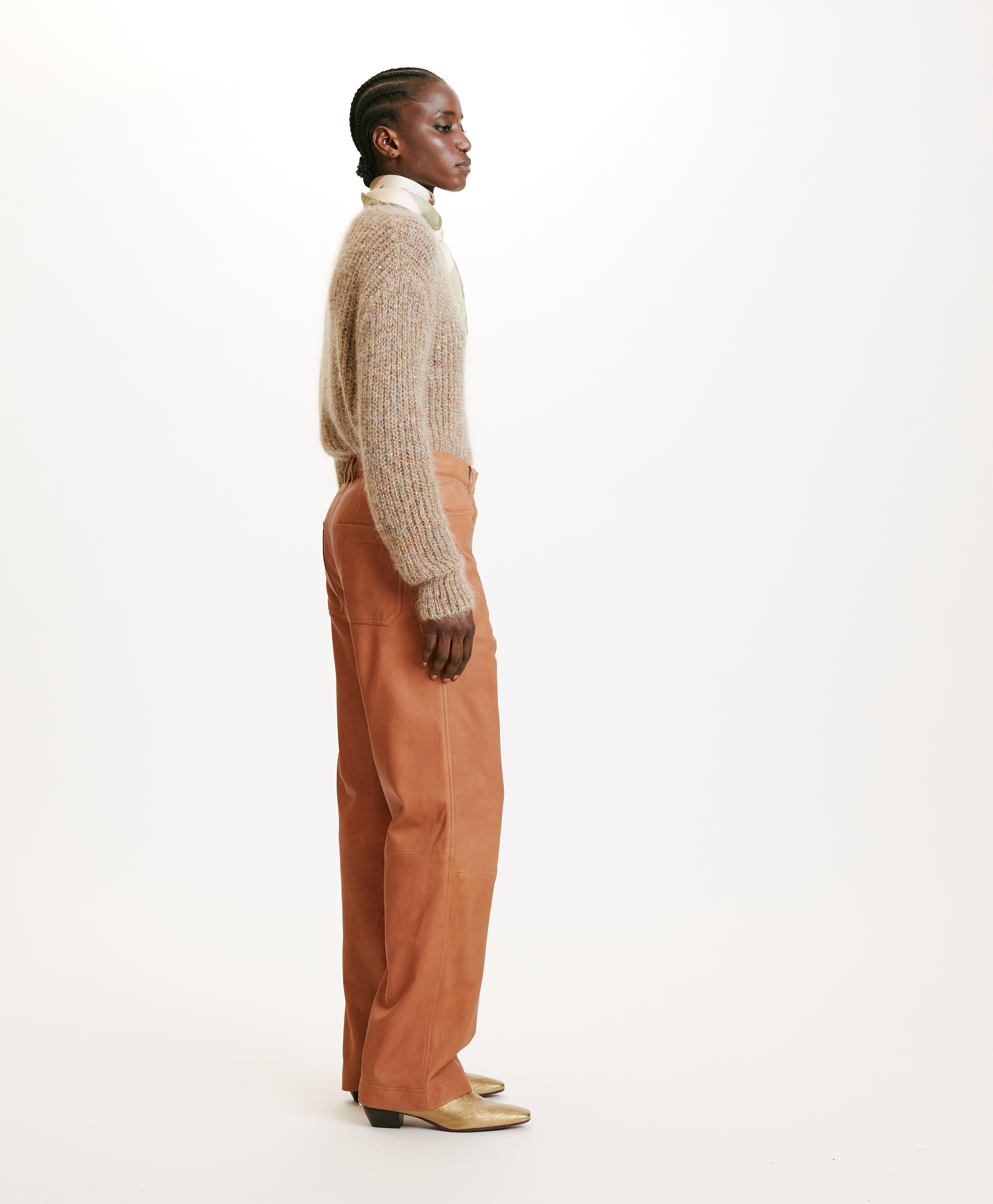 PANTALON JACQUES EN NAPPA - COGNAC - Momonì