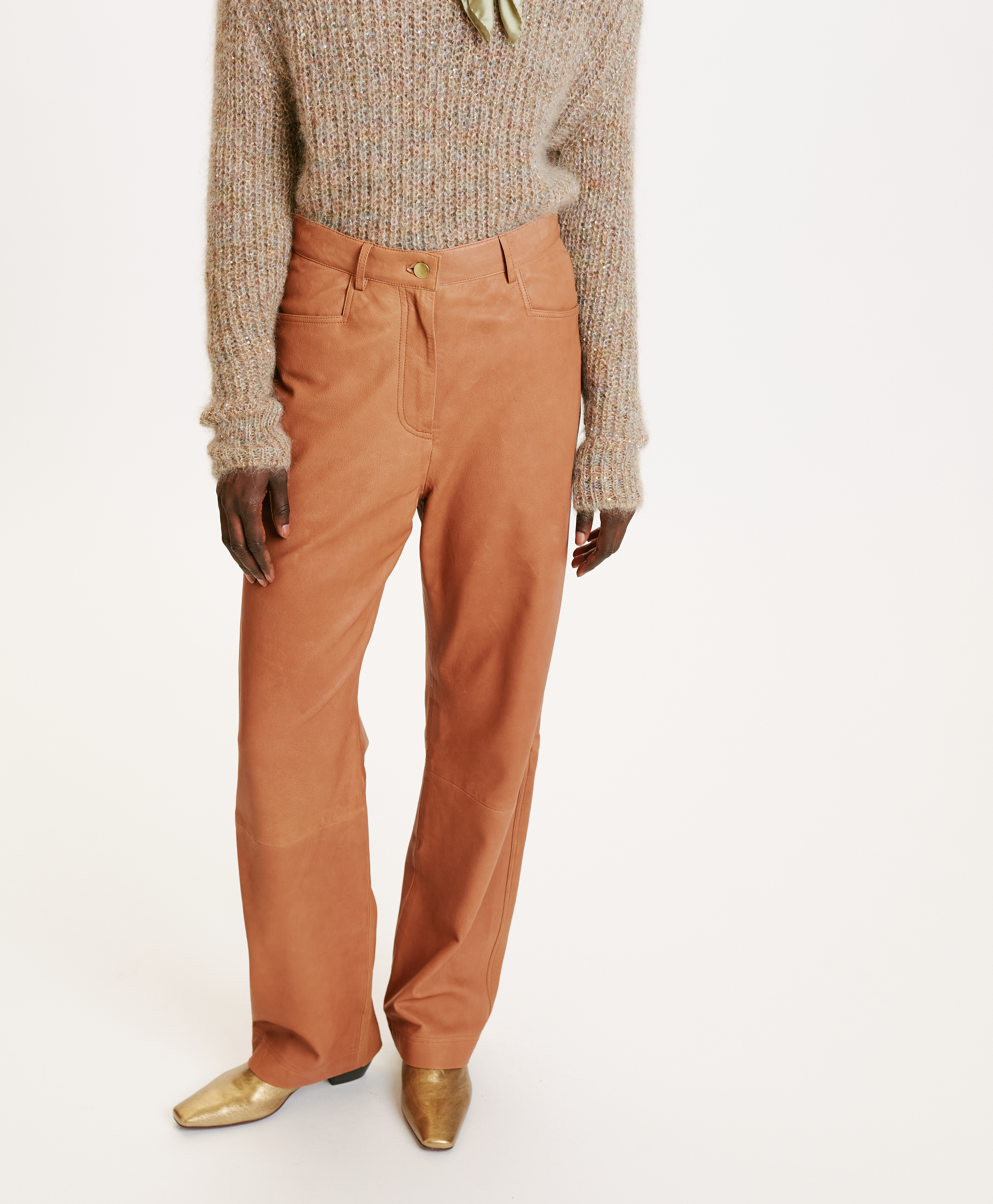 JACQUES PANTS IN NAPPA LEATHER - COGNAC - Momonì