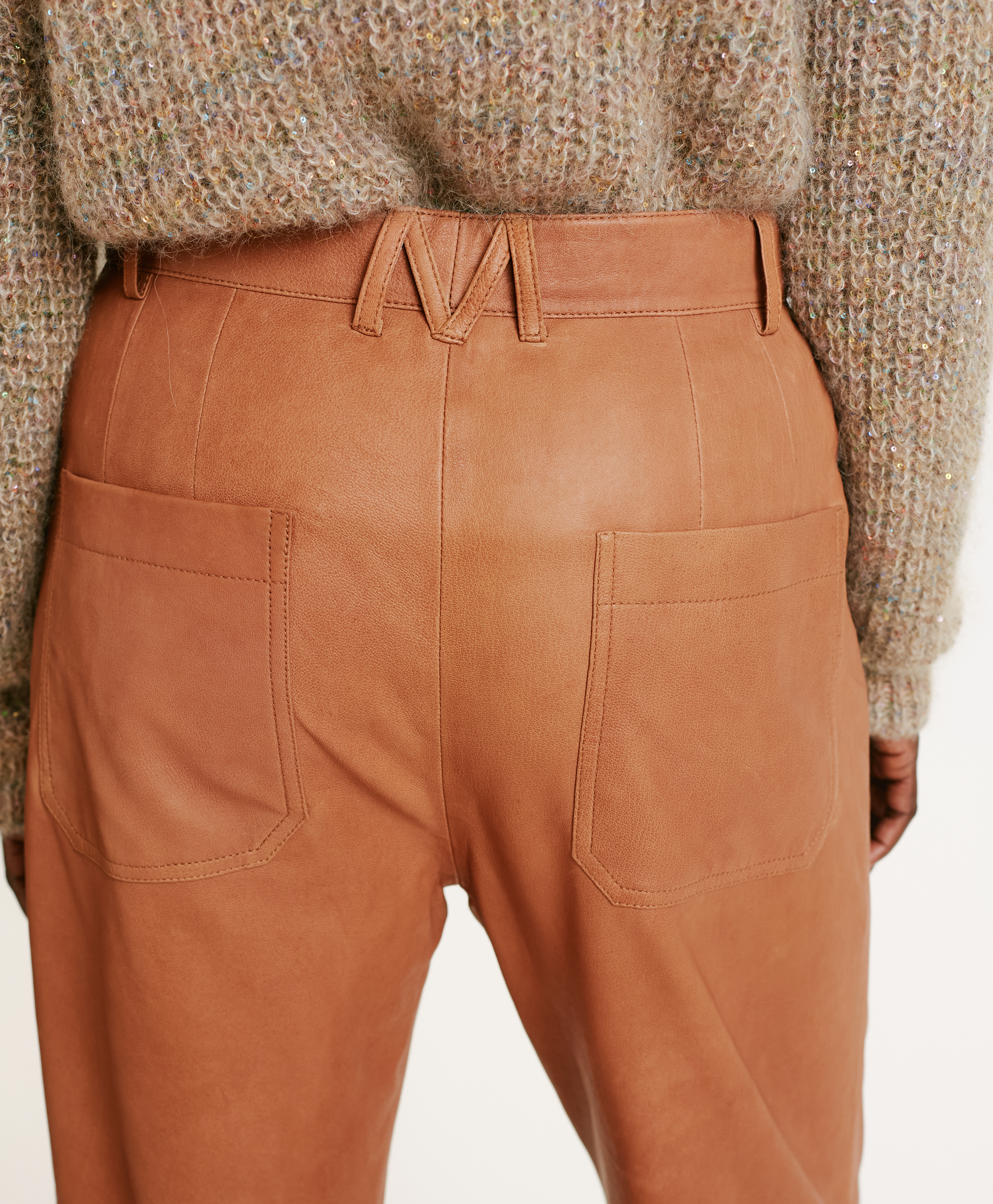 JACQUES PANTS IN NAPPA LEATHER - COGNAC - Momonì