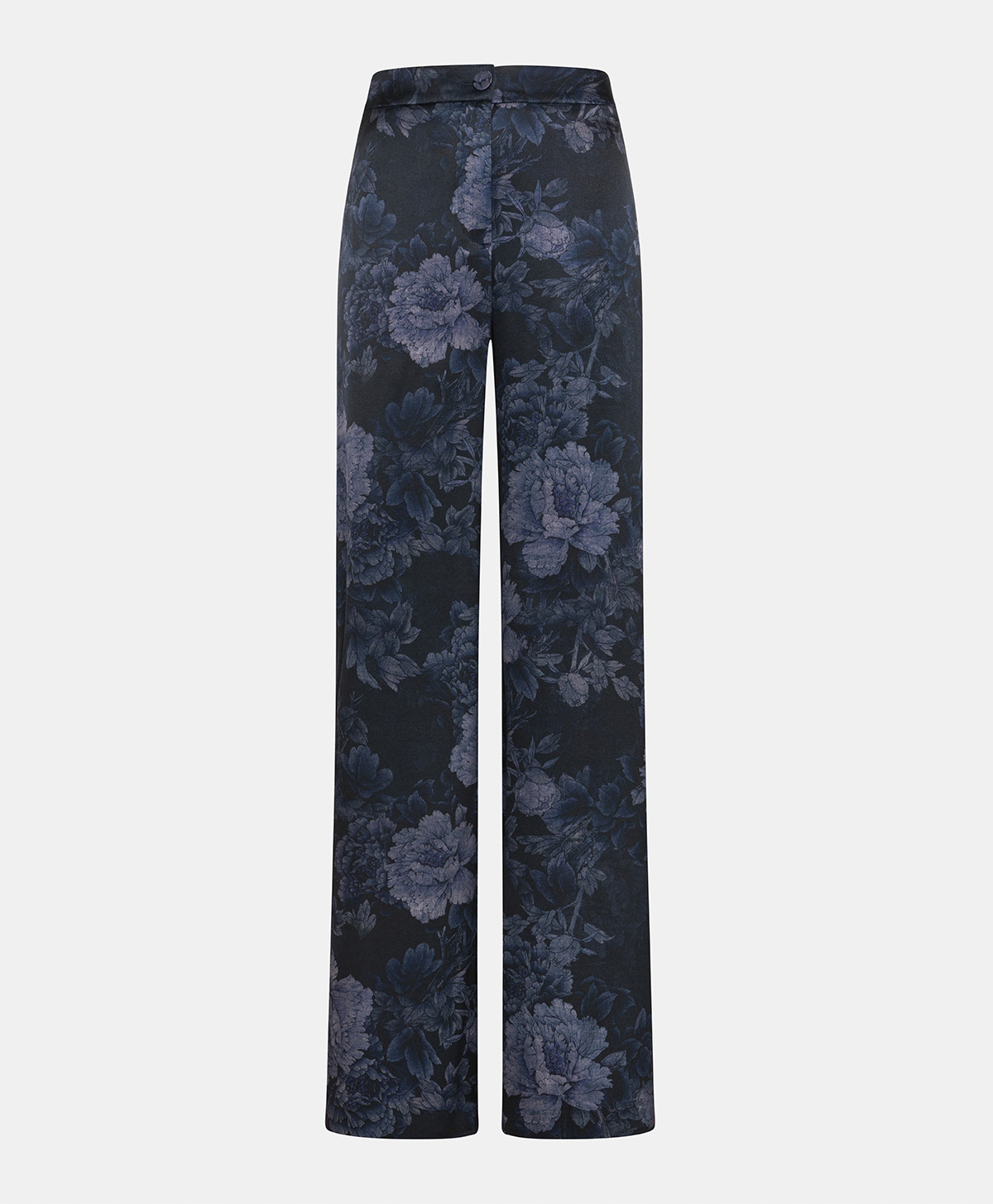 MISAKI PANTS IN PRINTED STRETCH SATIN - BLUE/BLU NIGHT - Momonì