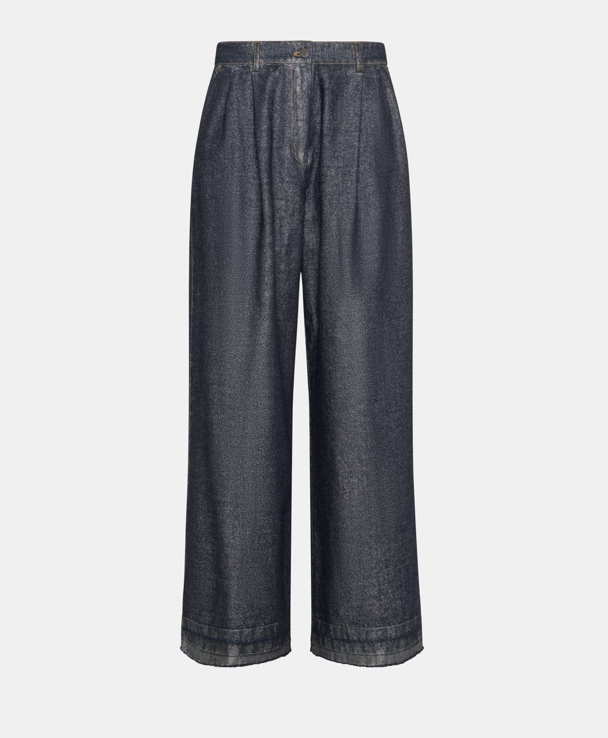 KYOTO PANTS IN LAMINATED DENIM - BLUE/SILVER - Momonì