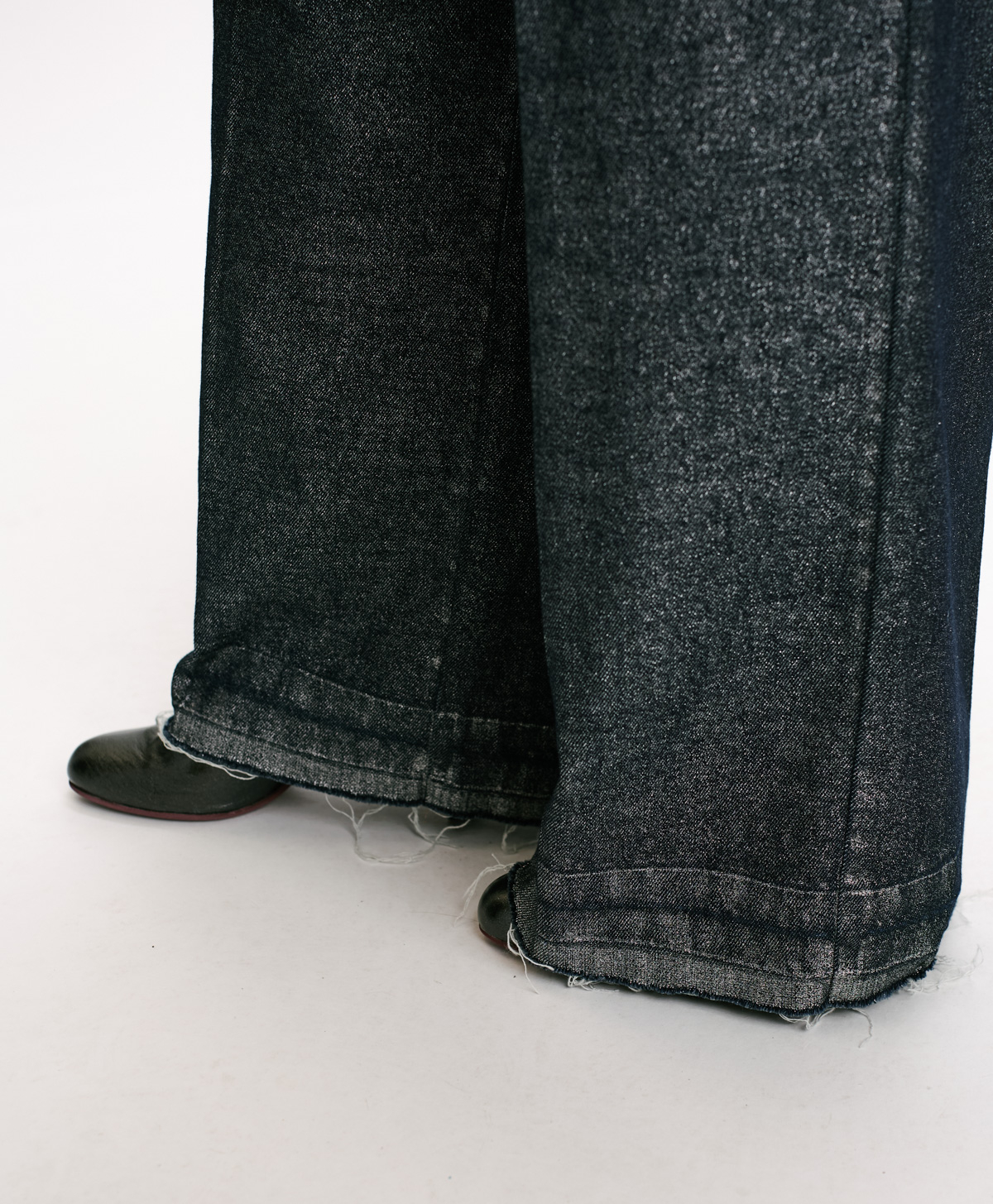 PANTALON KYOTO EN DENIM LAMINÉ - BLEU/ARGENT - Momonì