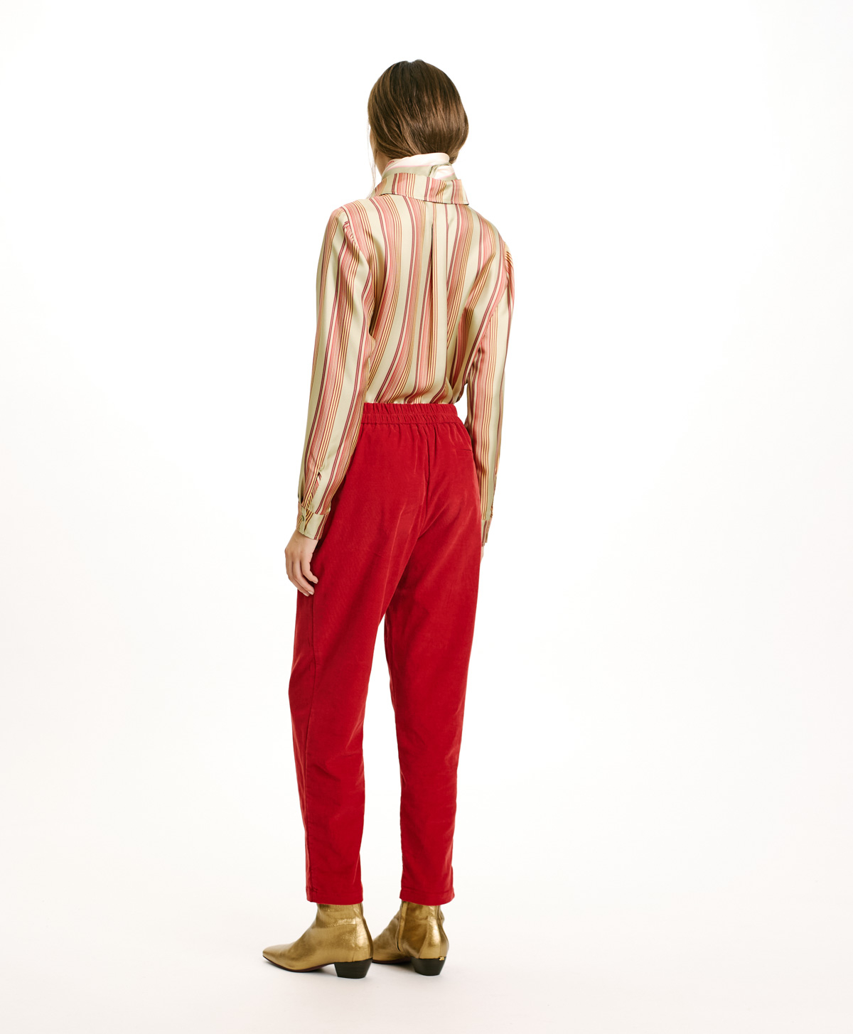 YOKO PANTS IN STRETCH NEEDLECORD - CARMINIO RED - Momonì