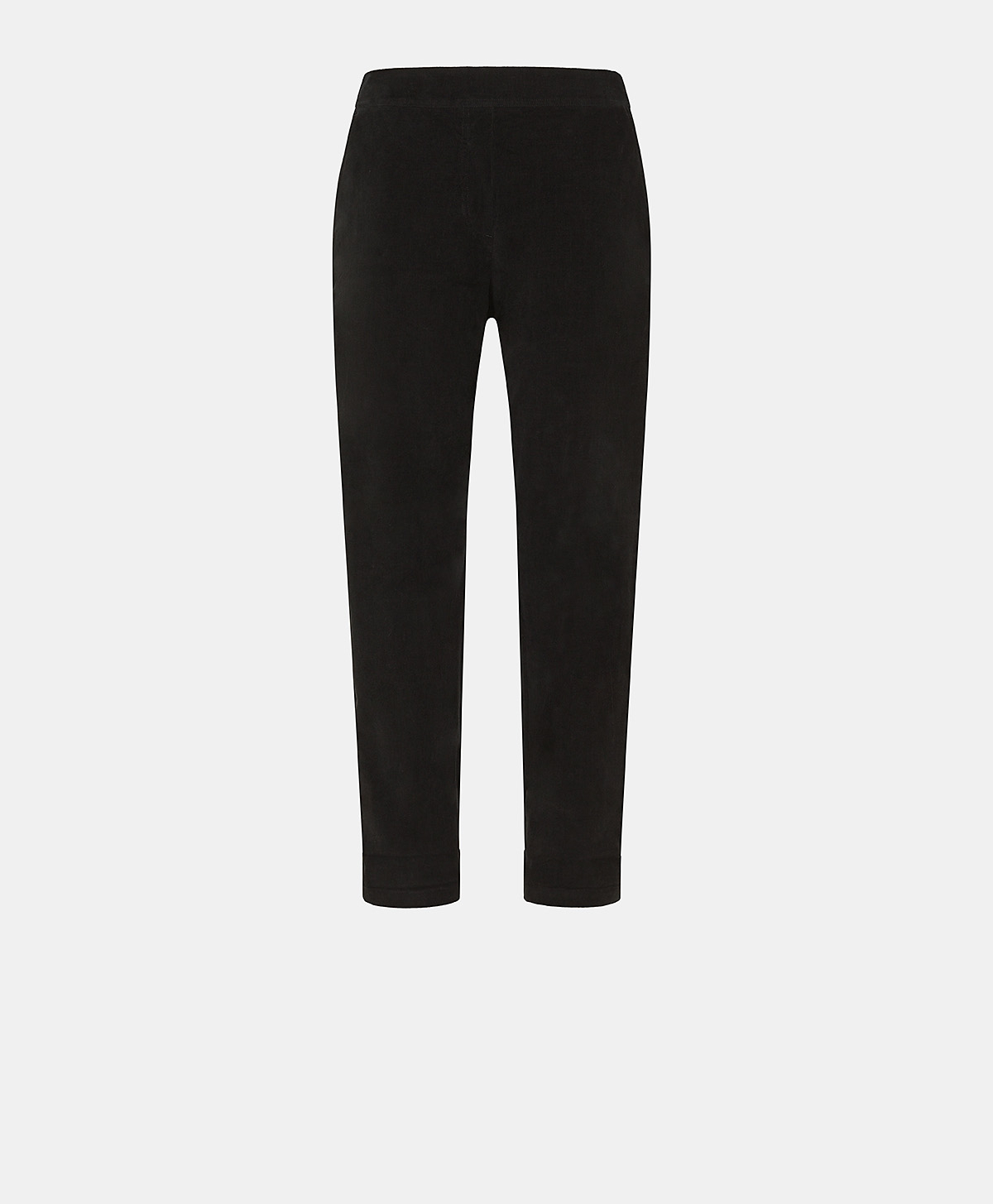 PANTALONI YOKO IN VELLUTO MILLE RIGHE STRETCH-NERO - Momonì