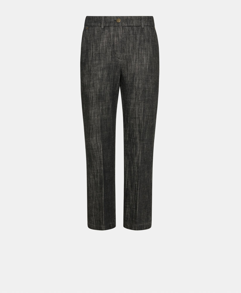 INDRA PANTS IN NON-STRETCH COLOURED DENIN - BLACK - Momonì