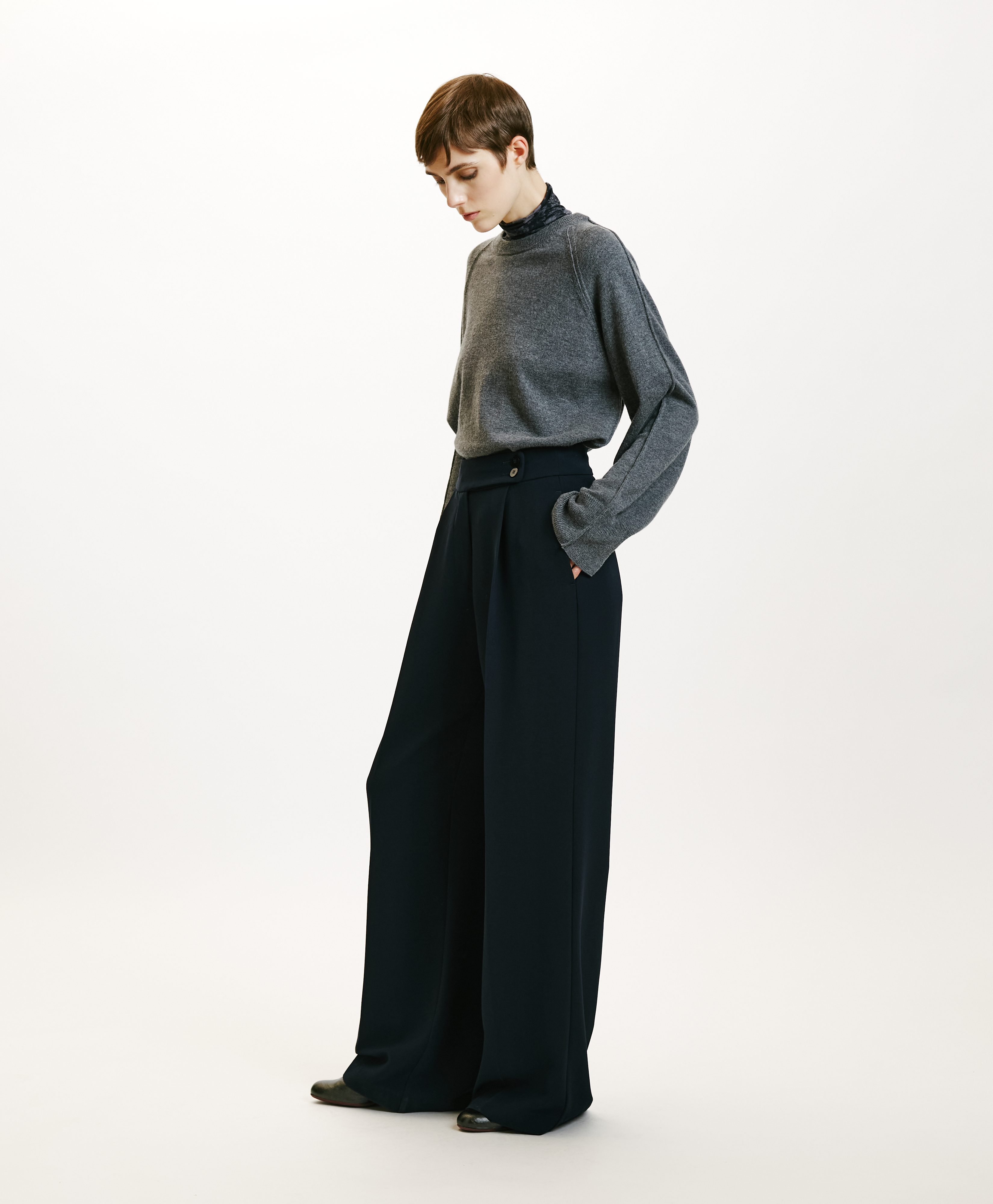 NOZOMI PANTS IN STRETCH CADY - NIGHT BLUE - Momonì