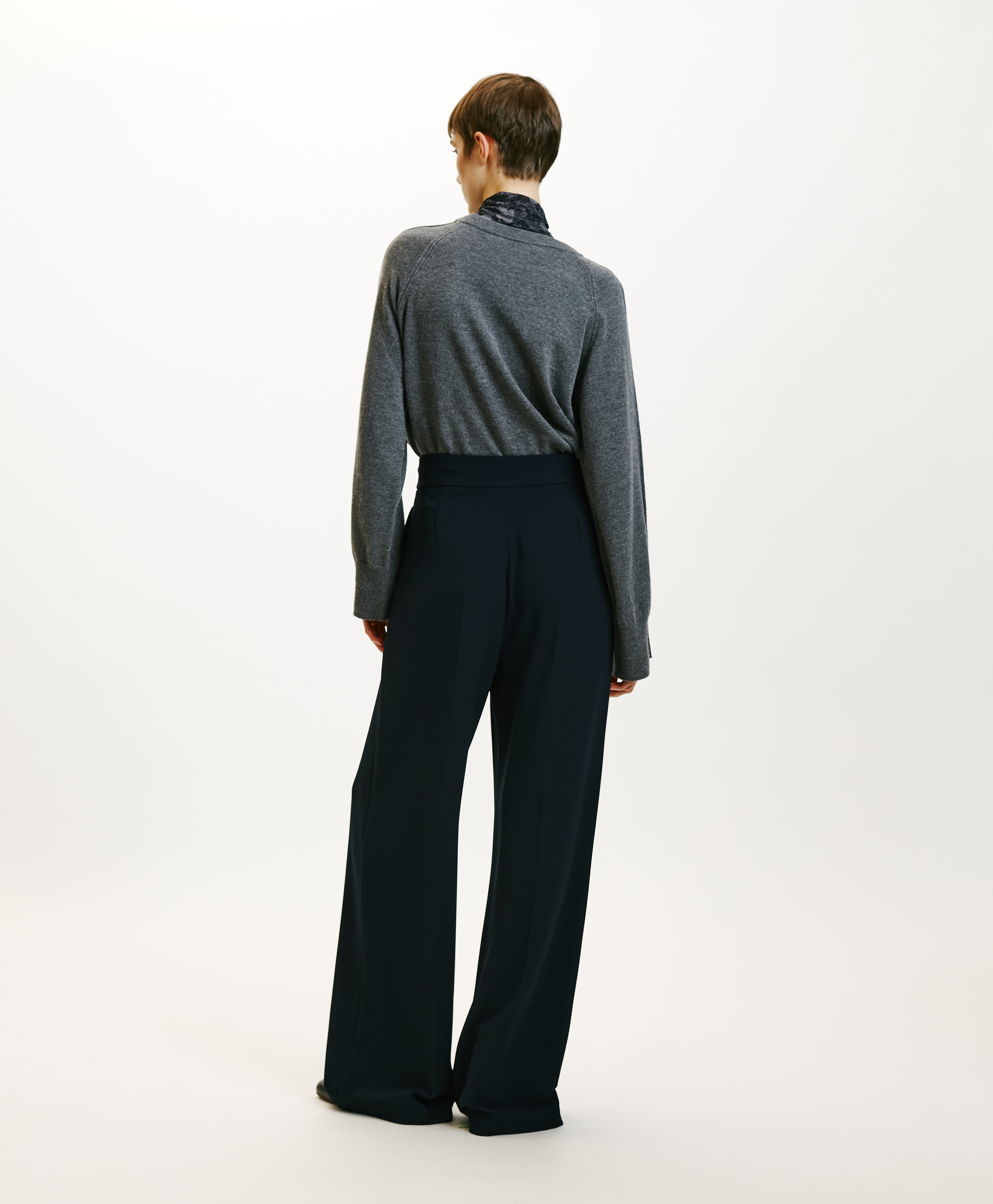 PANTALONI NOZOMI IN CADY STRETCH-BLU NOTTE - Momonì