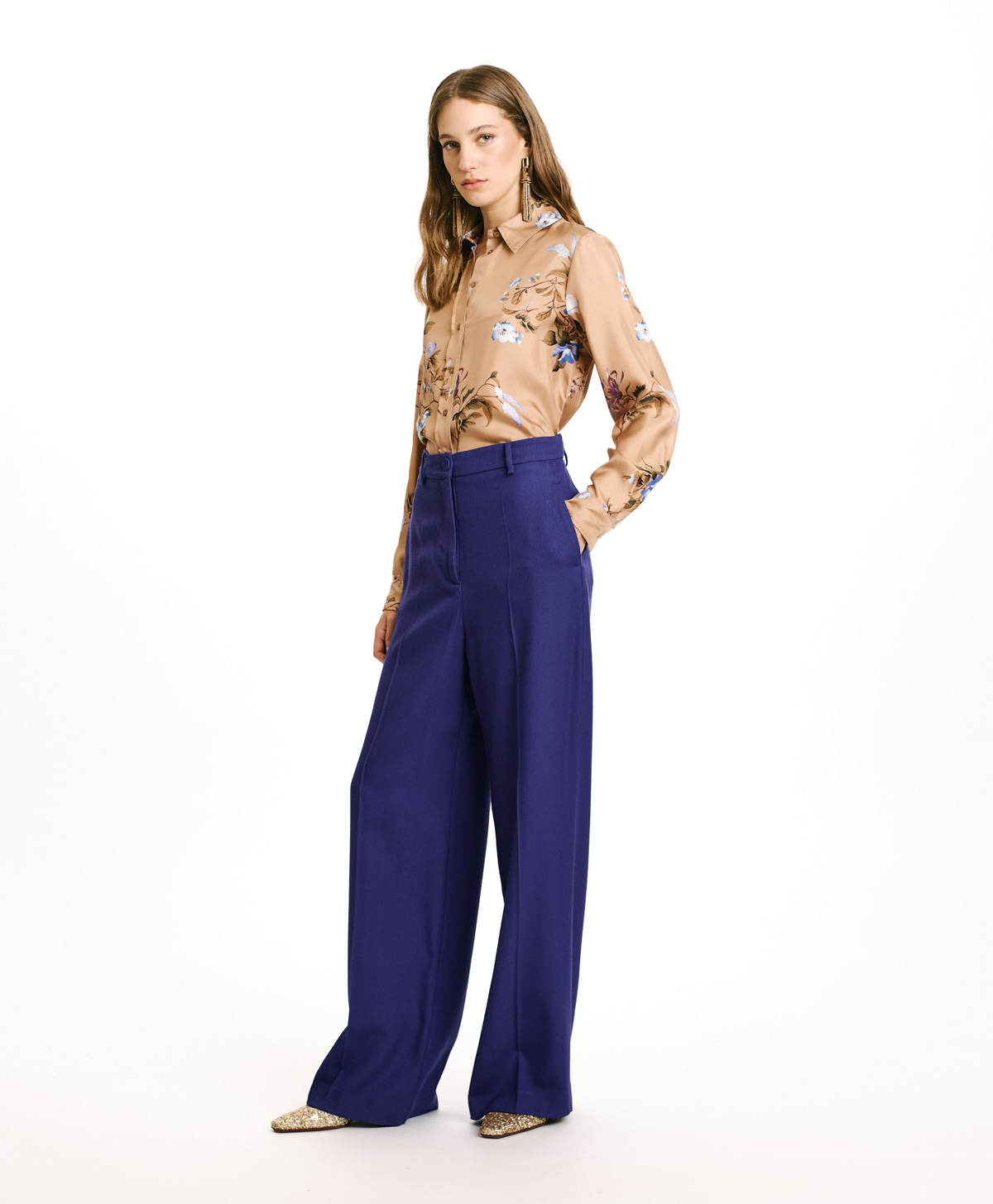 IRUSU PANTS IN WOOL VISCOSE TWILL - BLUE - Momonì